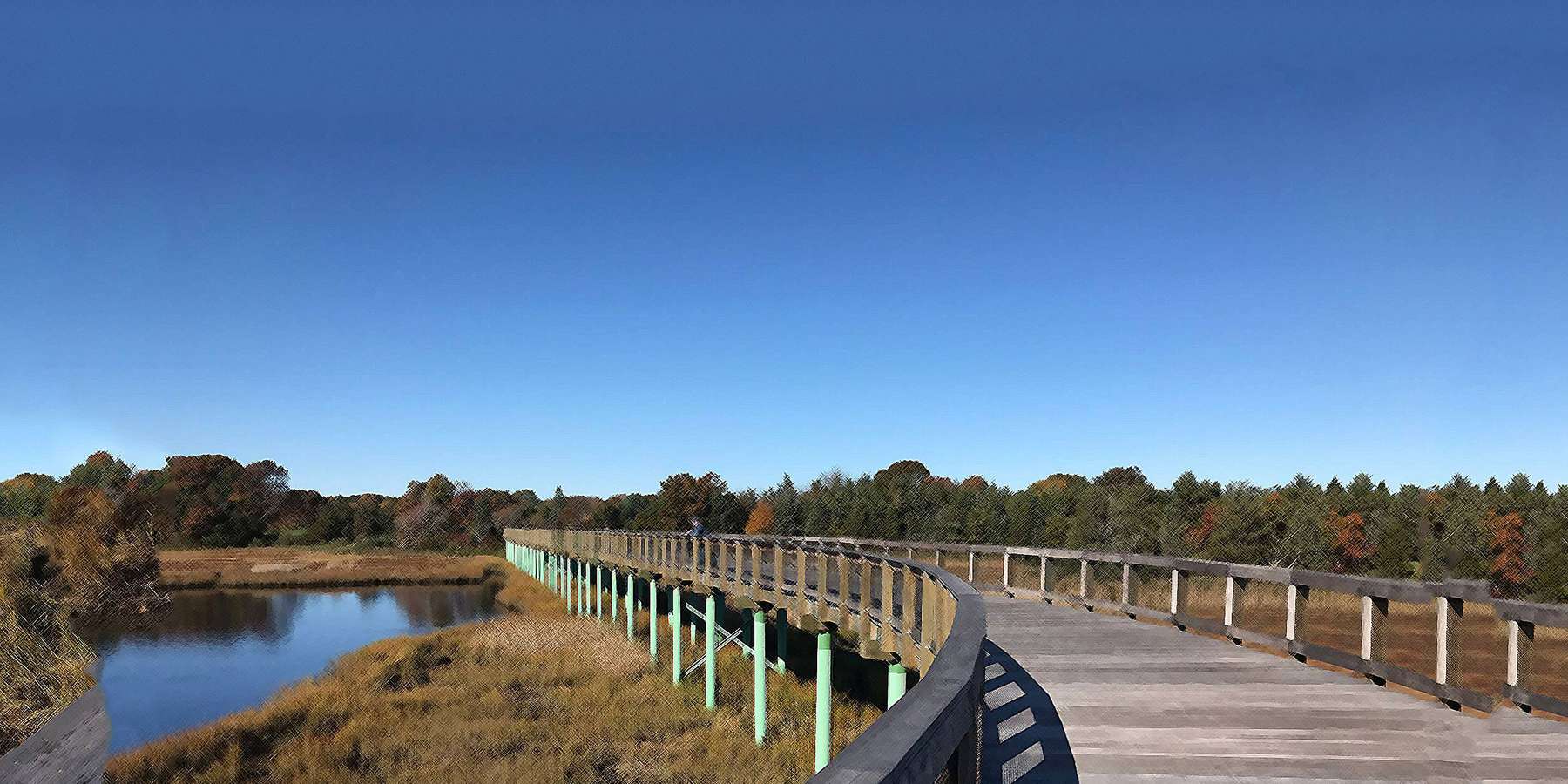 Photo of the Rail Trail Boardwalk in Mattapoisett, Massachusetts Photo of the Rail Trail Boardwalk in Mattapoisett, Massachusetts
