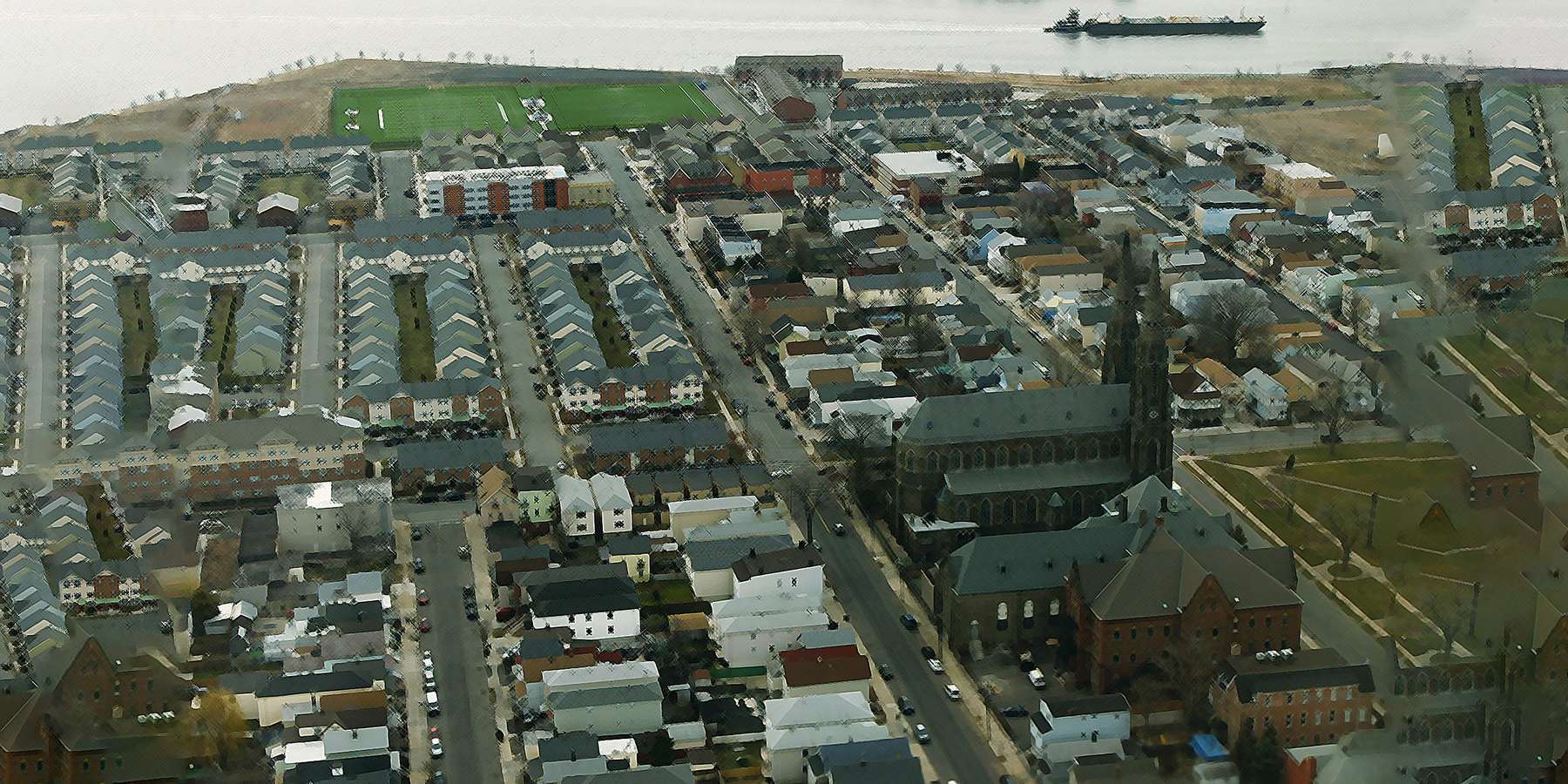 Aerial view of town in Elizabethport, New Jersey Aerial view of town in Elizabethport, New Jersey