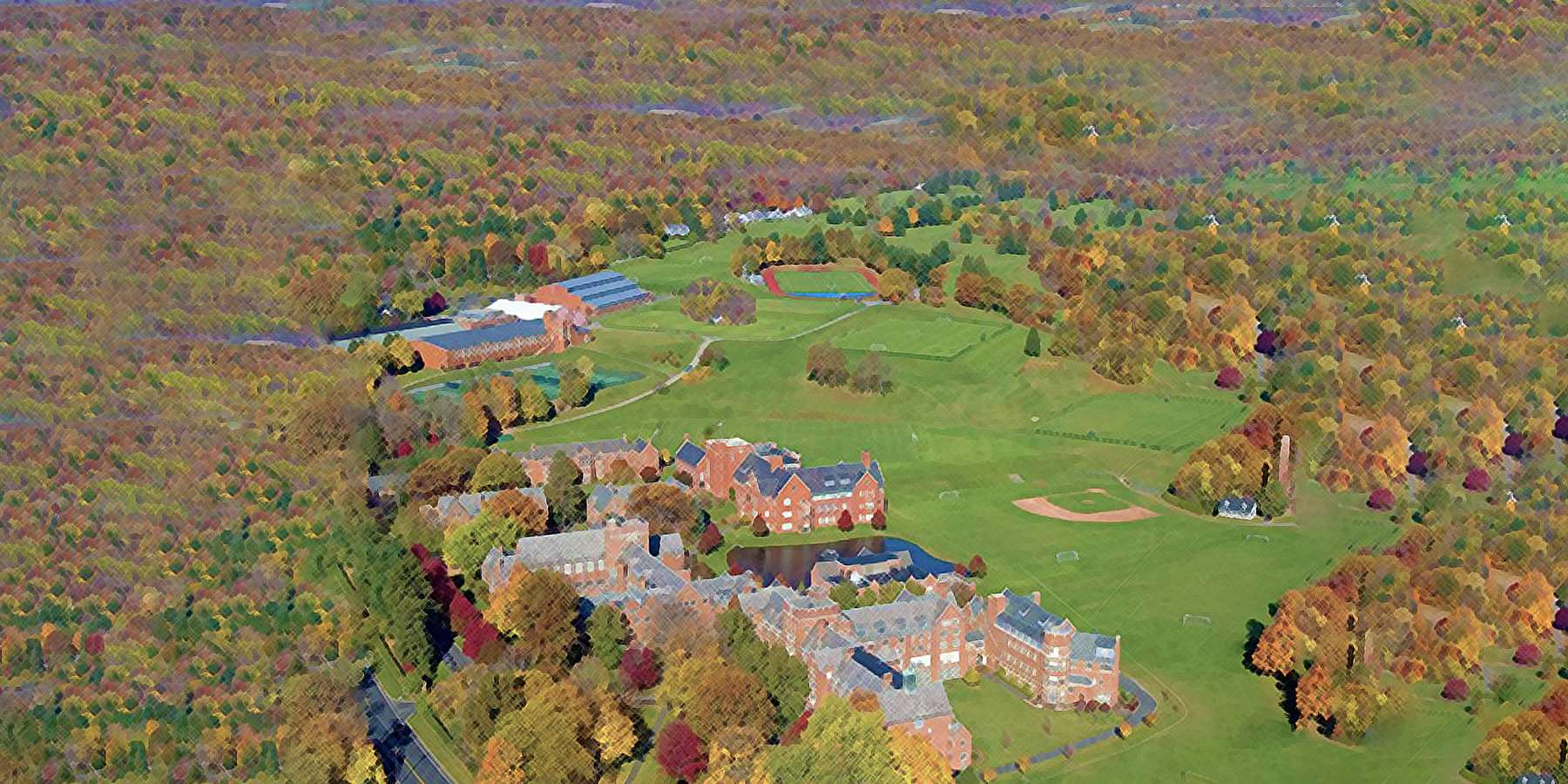 Photo of an Aerial View of Taft School in Watertown, Connecticut Photo of an Aerial View of Taft School in Watertown, Connecticut