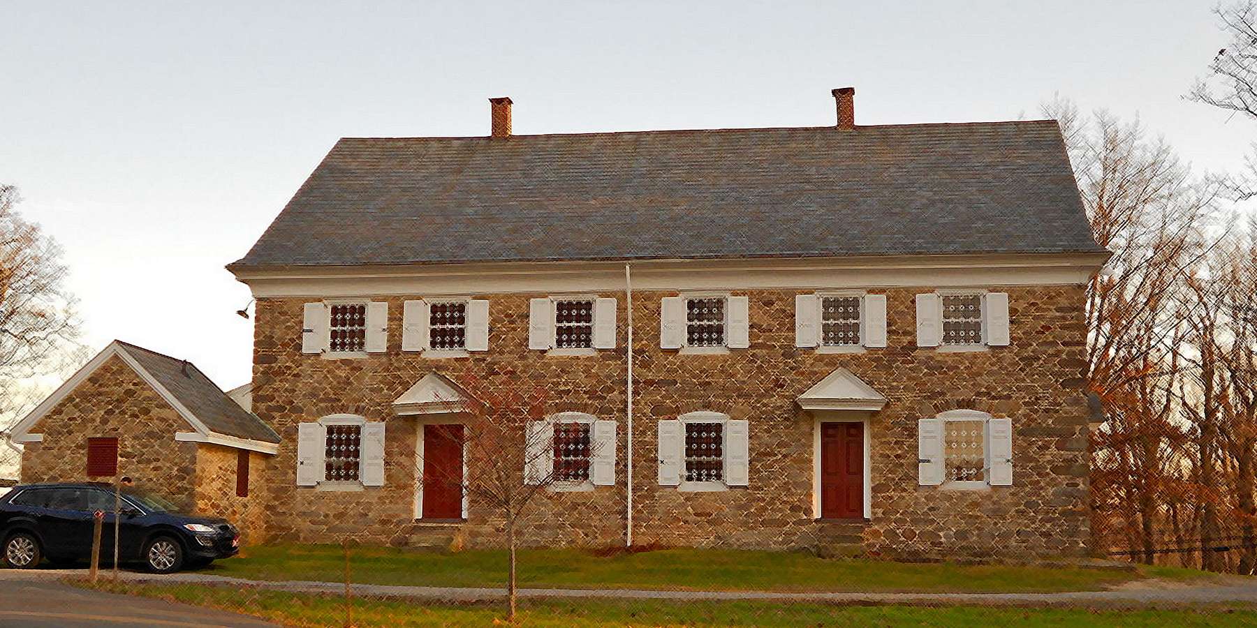 A photo of Buckingham Friends Meeting House at 5684 Lower York Road, Pennsylvania A photo of Buckingham Friends Meeting House at 5684 Lower York Road, Pennsylvania