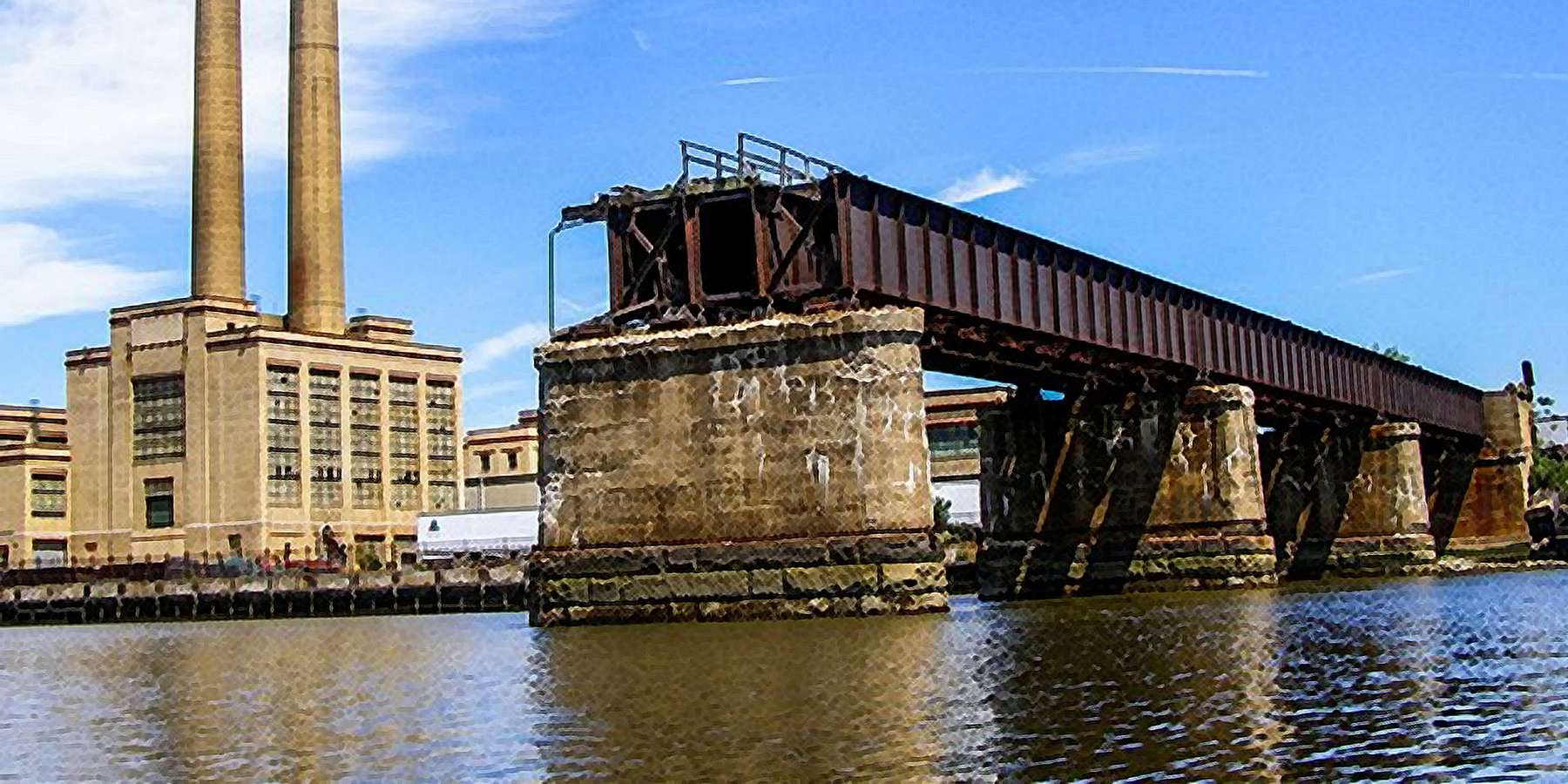 Photo of the Abandoned Central Railroad of New Jersey Swing Bridge in Kearny, New Jersey Photo of the Abandoned Central Railroad of New Jersey Swing Bridge in Kearny, New Jersey