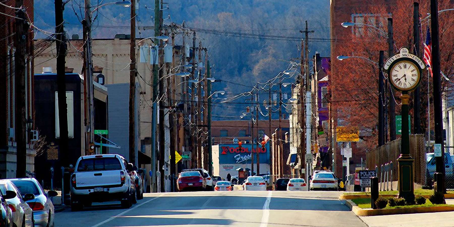 A Photo of Downtown Street in Monessen, Pennsylvania A Photo of Downtown Street in Monessen, Pennsylvania