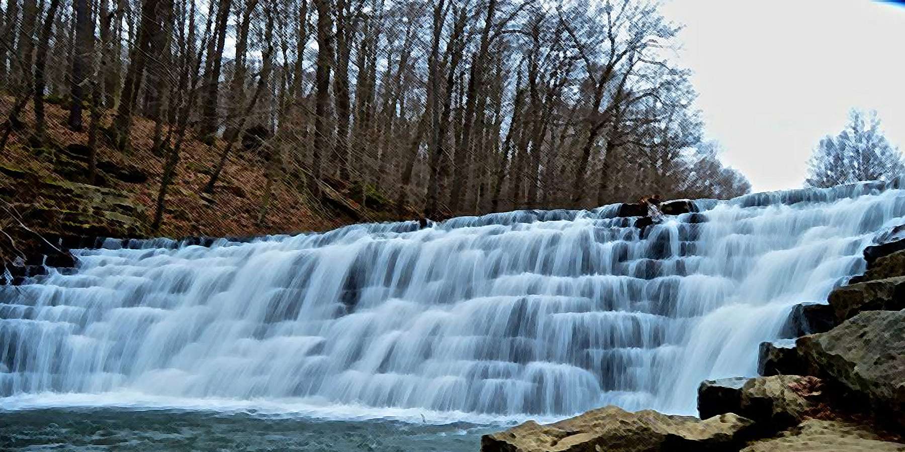 A photo of the dam in Jones Mills, Pennsylvania A photo of the dam in Jones Mills, Pennsylvania