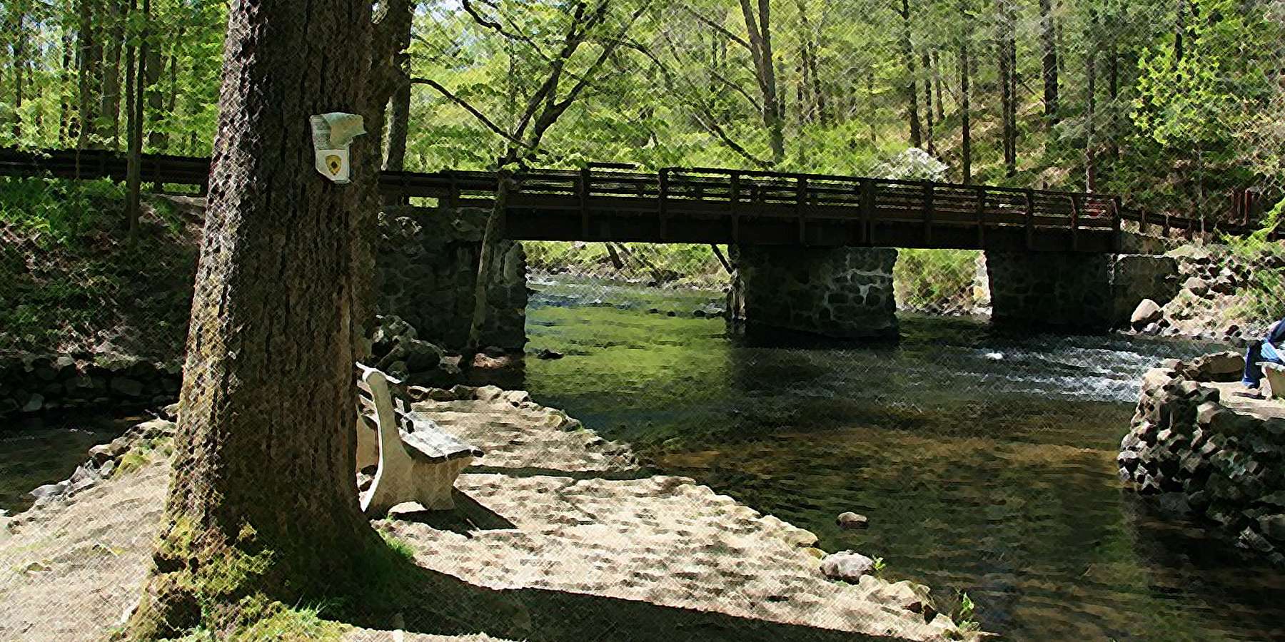 Photo of the Bridge and Stream at Stephens State Park in Hackettstown, New Jersey Photo of the Bridge and Stream at Stephens State Park in Hackettstown, New Jersey
