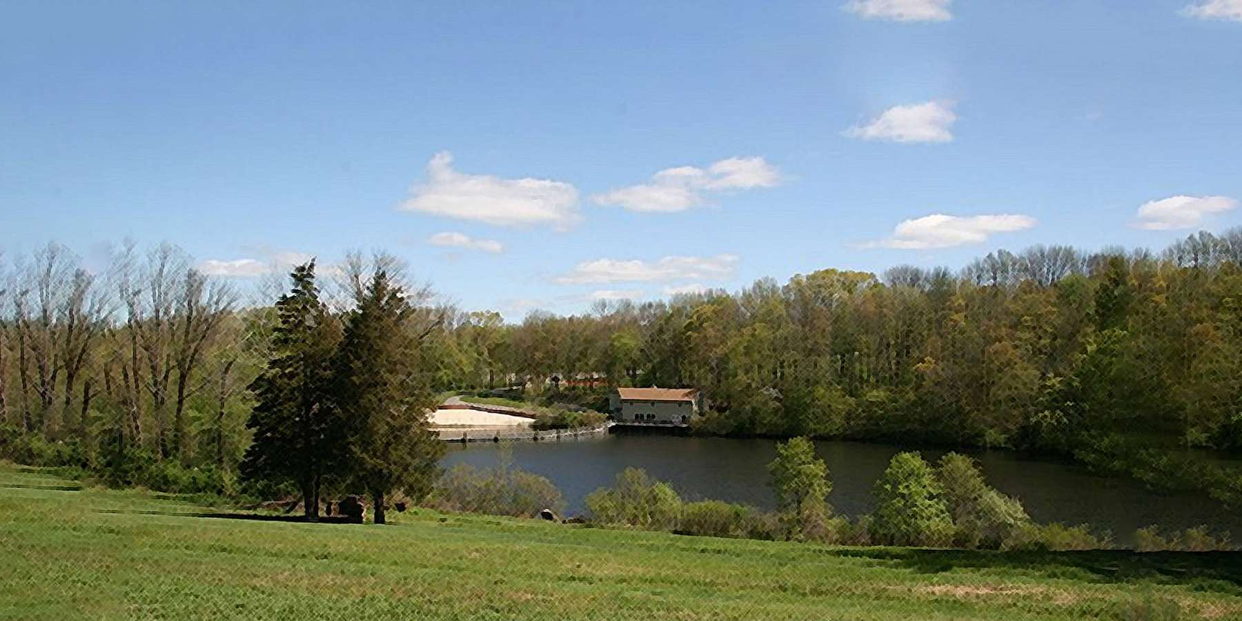 Photo of a fieldhouse and lakefront in Schooleys Mountain, New Jersey Photo of a fieldhouse and lakefront in Schooleys Mountain, New Jersey