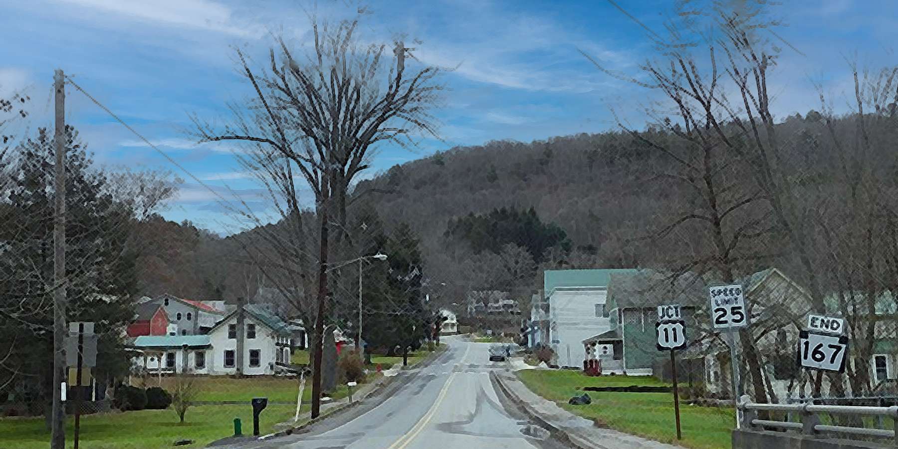 Photo of houses along the road in Hop Bottom, Pennsylvania Photo of houses along the road in Hop Bottom, Pennsylvania