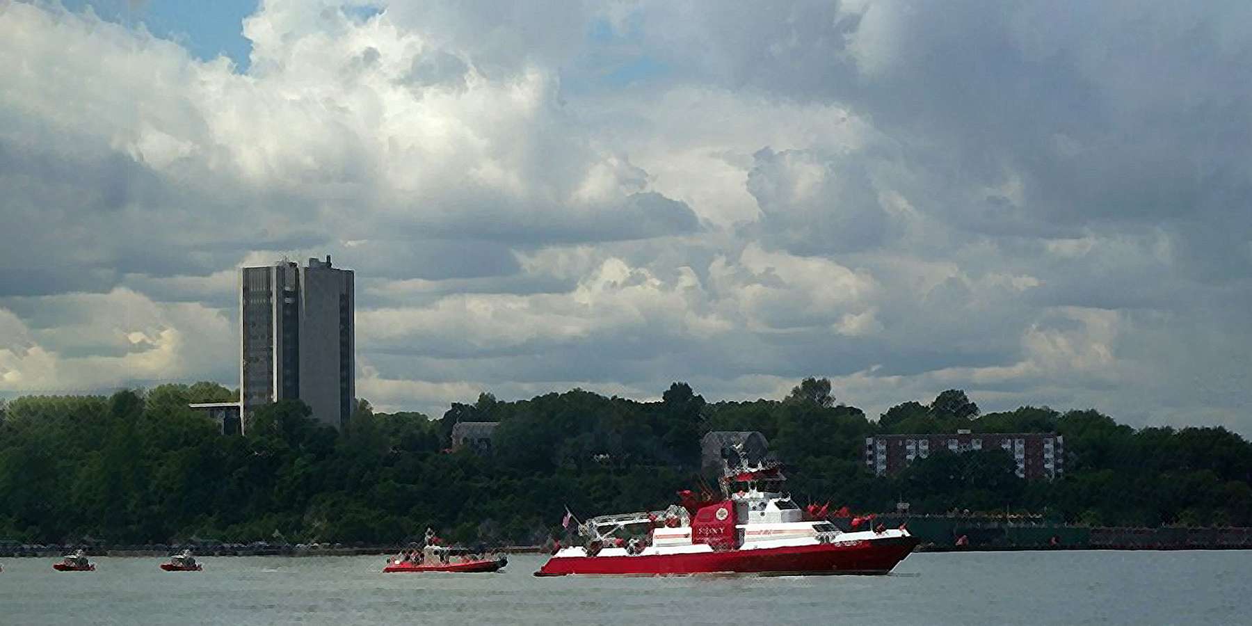 Photo of the Fireboat in Castle Point, New York Photo of the Fireboat in Castle Point, New York