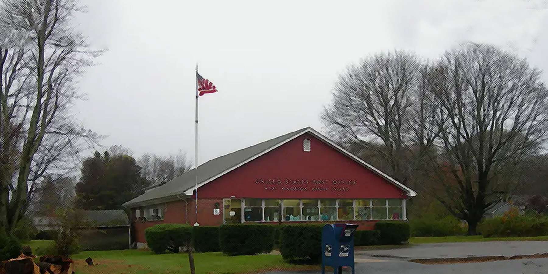 A Photo of the West Kingston Post Office on a Rainy Day in West Kingston, Rhode Island A Photo of the West Kingston Post Office on a Rainy Day in West Kingston, Rhode Island
