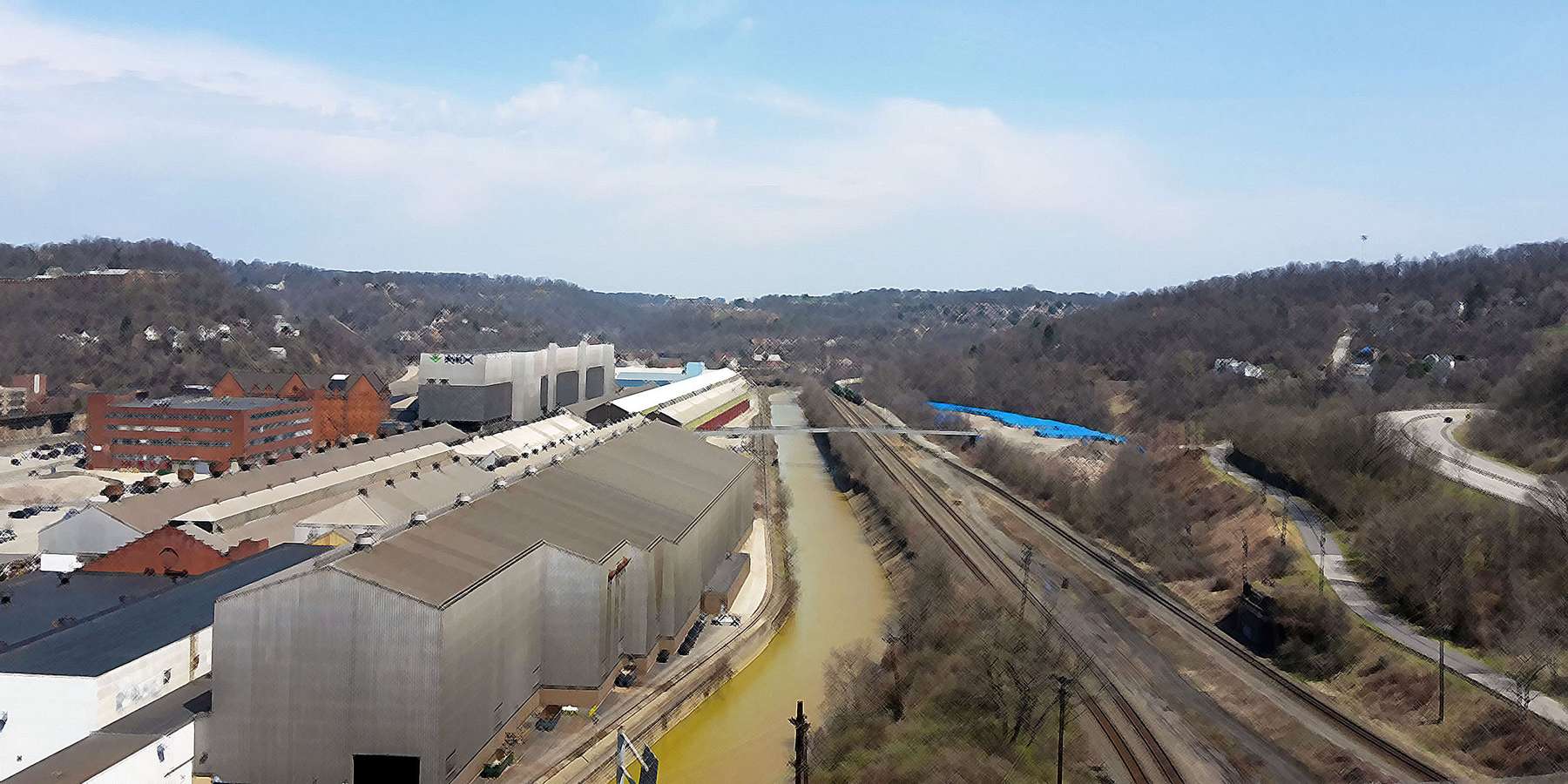 Photo of a town from the George Westinghouse Bridge near Turtle Creek, Pennsylvania Photo of a town from the George Westinghouse Bridge near Turtle Creek, Pennsylvania