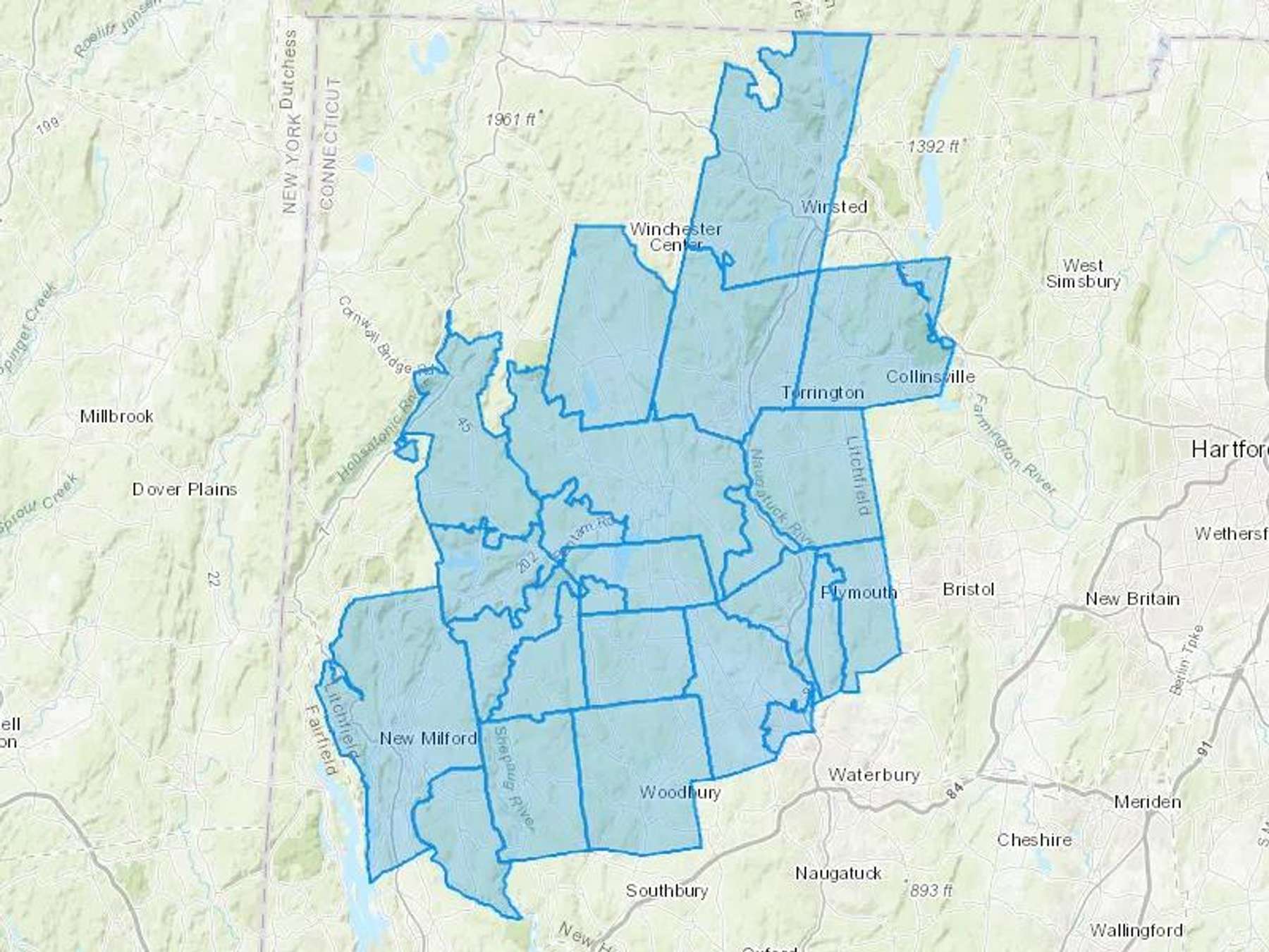 Boss Oil Co LLC Cash Heating Oil Delivery Map Map With The Boss Oil Co LLC Heating Oil Delivery Area Shaded In Blue