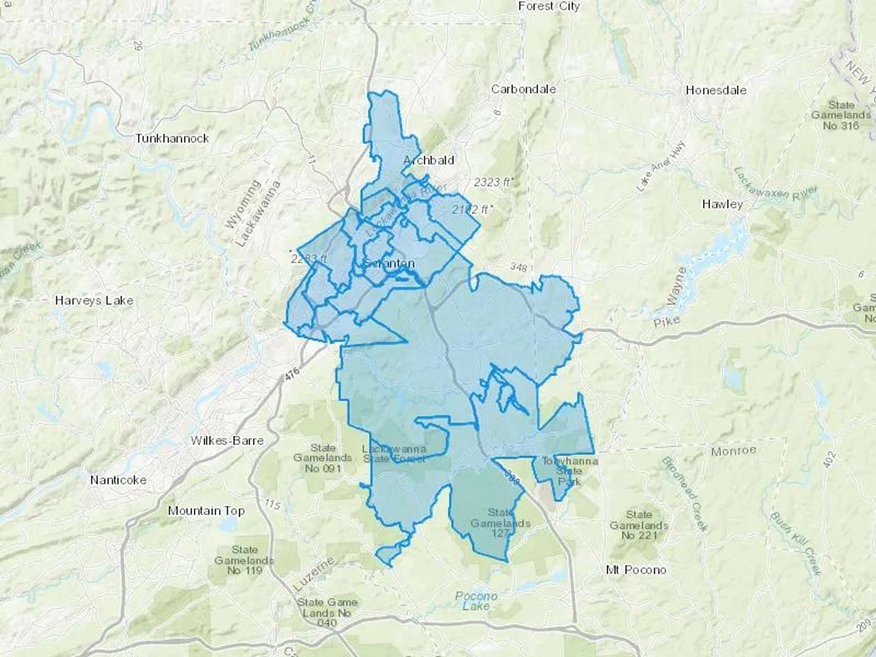 Plociniak Oil Company Inc Cash Heating Oil Delivery Map Map With The Plociniak Oil Company Inc Heating Oil Delivery Area Shaded In Blue