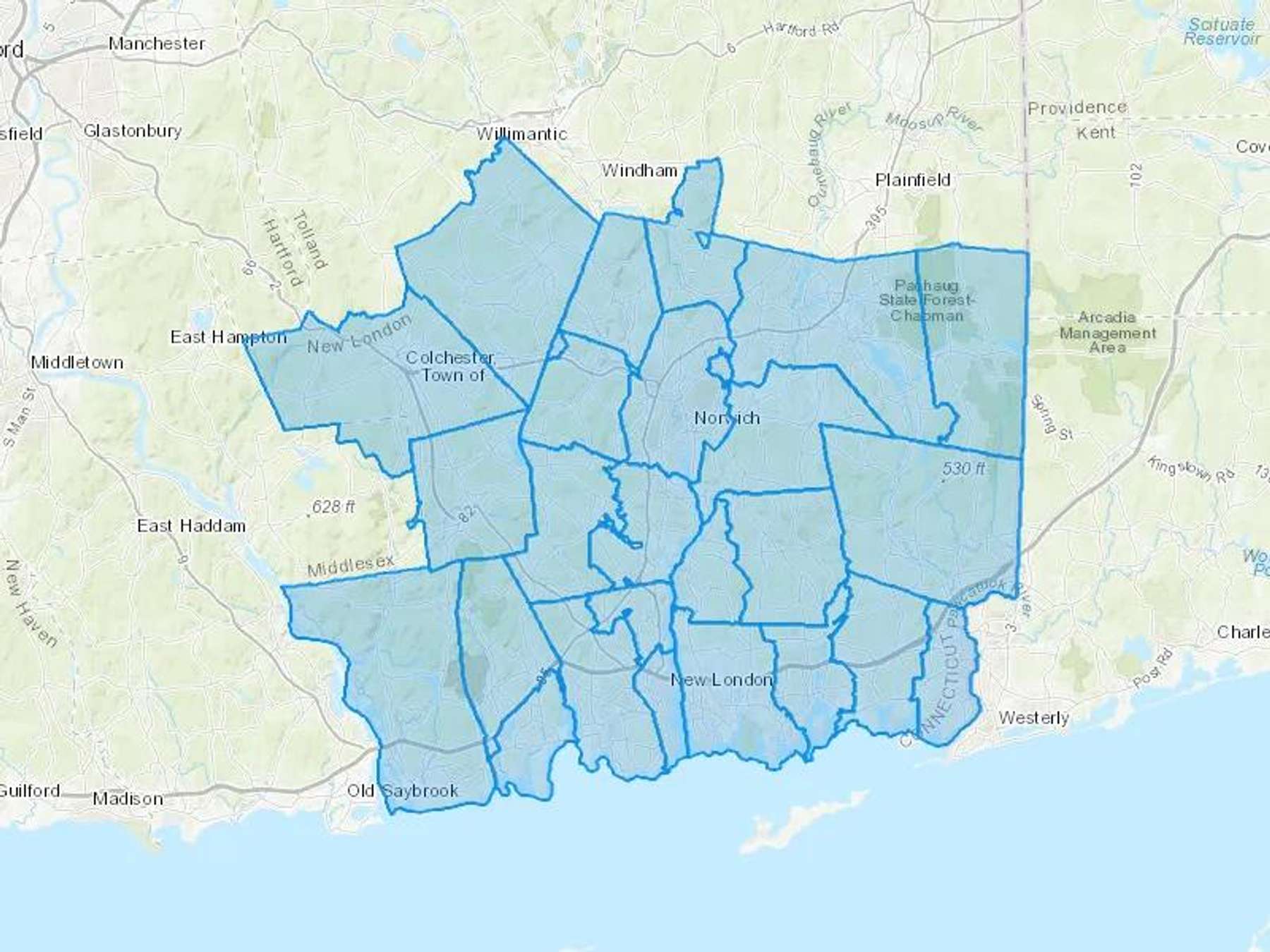Asi Oil LLC Cash Heating Oil Delivery Map Map With The Asi Oil LLC Heating Oil Delivery Area Shaded In Blue