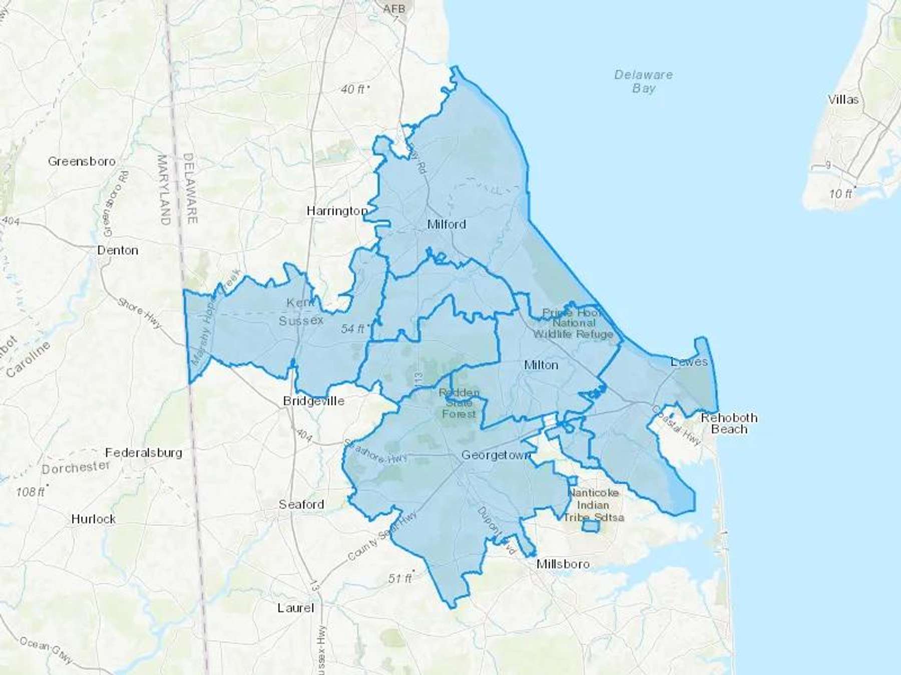 JC Eisenbrey & Son Cash Heating Oil Delivery Map Map With The JC Eisenbrey & Son Heating Oil Delivery Area Shaded In Blue