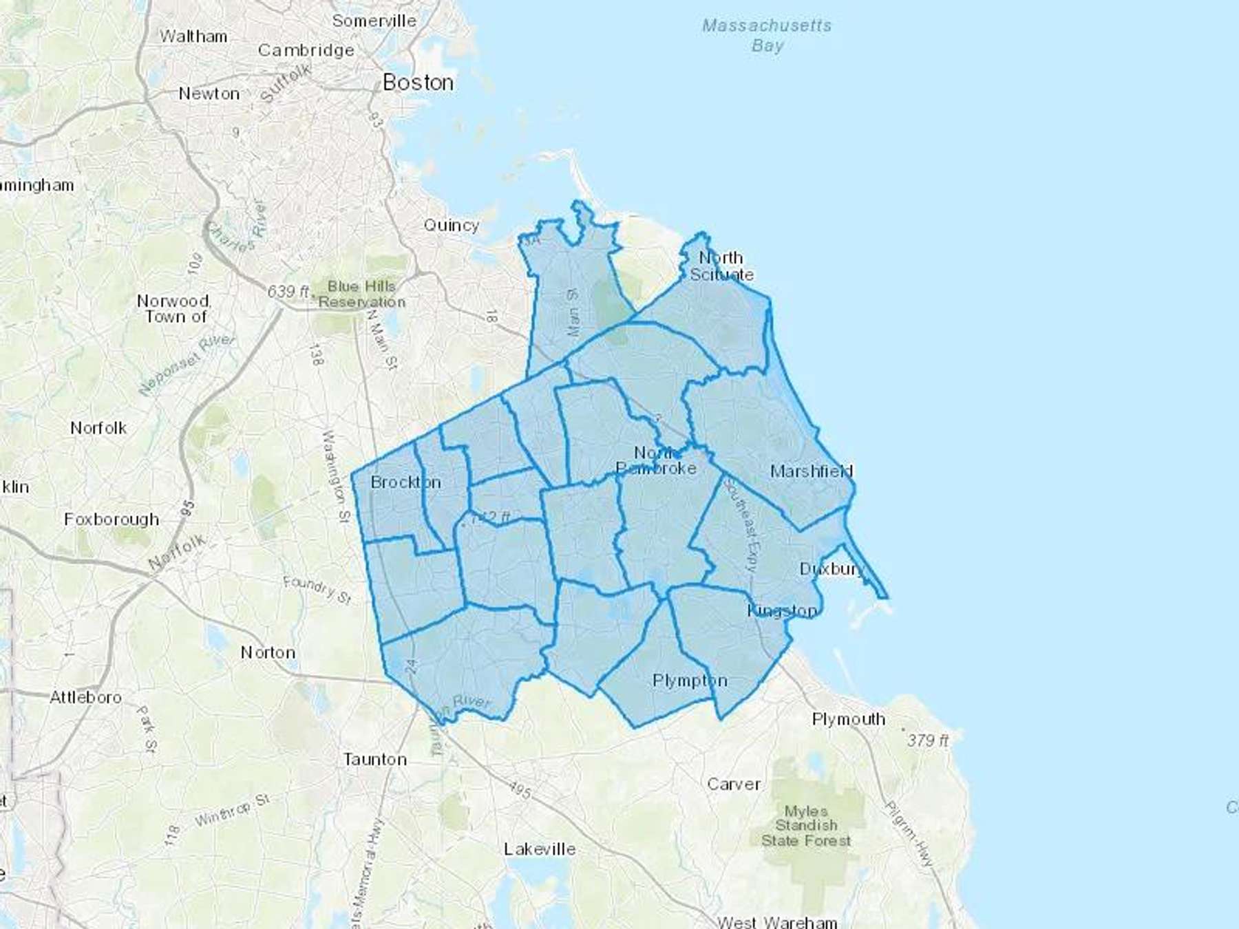 Hingham Oil Cash Heating Oil Delivery Map Map With The Hingham Oil Heating Oil Delivery Area Shaded In Blue