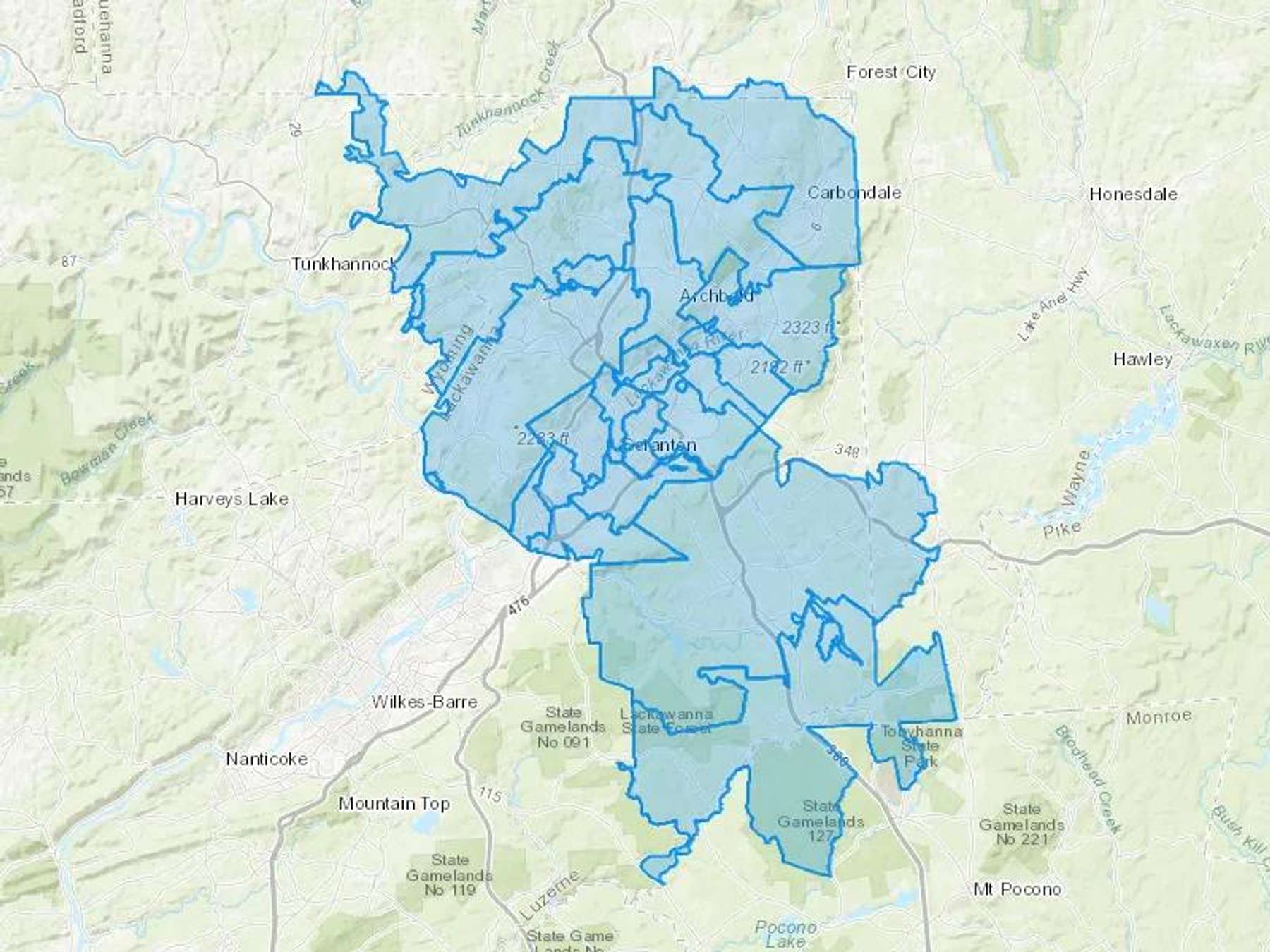 Buy the Gallon LLC Cash Heating Oil Delivery Map Map With The Buy the Gallon LLC Heating Oil Delivery Area Shaded In Blue
