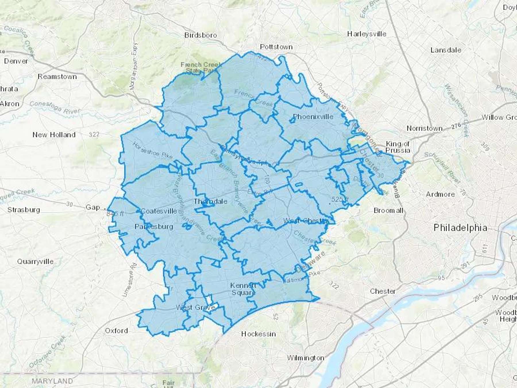 Mauger & Company Inc Cash Heating Oil Delivery Map Map With The Mauger & Company Inc Heating Oil Delivery Area Shaded In Blue