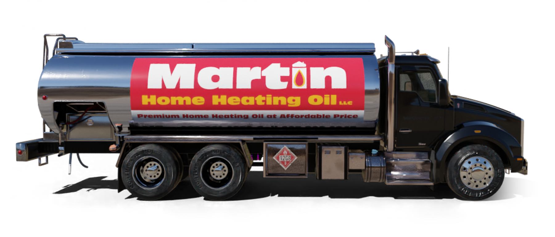 Domino Fuel Heating Oil Truck  Domino Fuel residential home heating oil truck in a parking lot in Ronkonkoma, Long Island, New York delivering fuel oil.