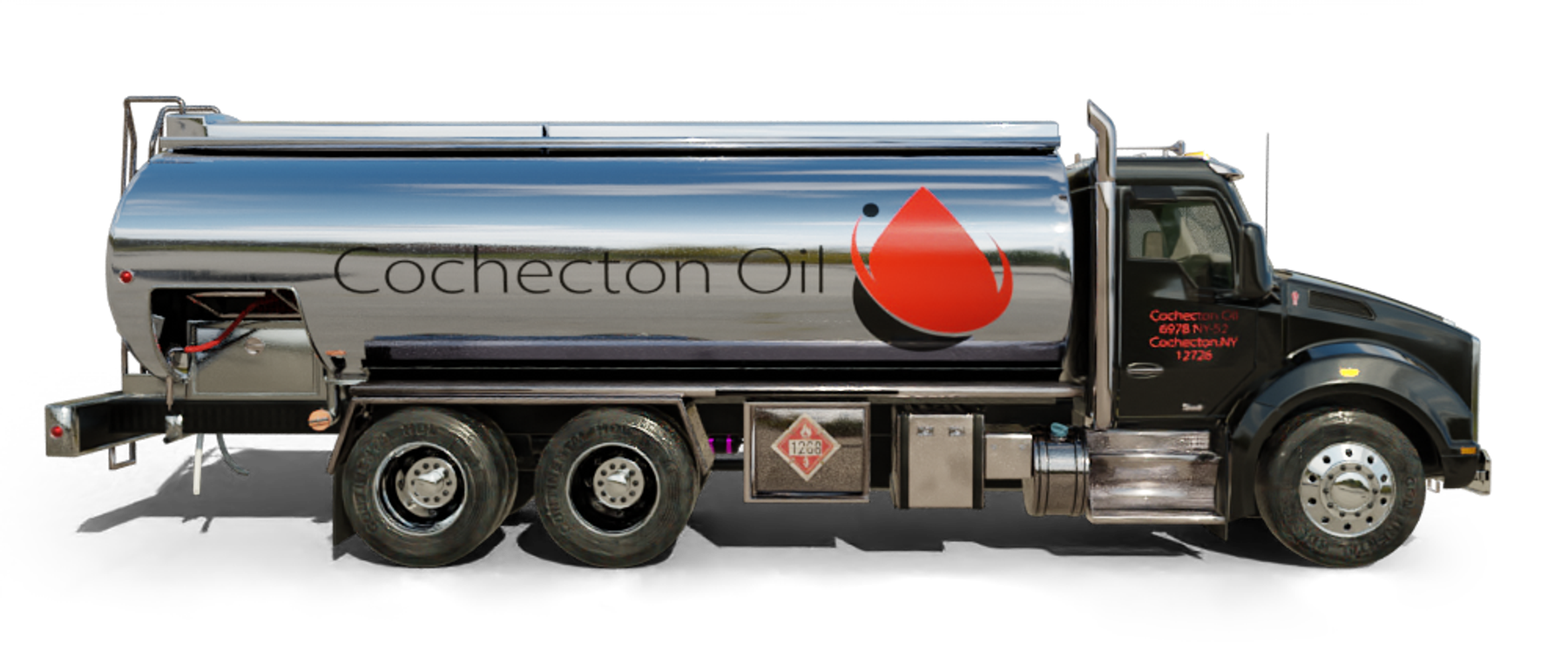 East Coast Fuel Heating Oil Truck East Coast Fuel residential home heating oil truck at the golf club with a golfer walking across the street using a robot golf bag in Bethpage, Long Island, New York delivering fuel oil.