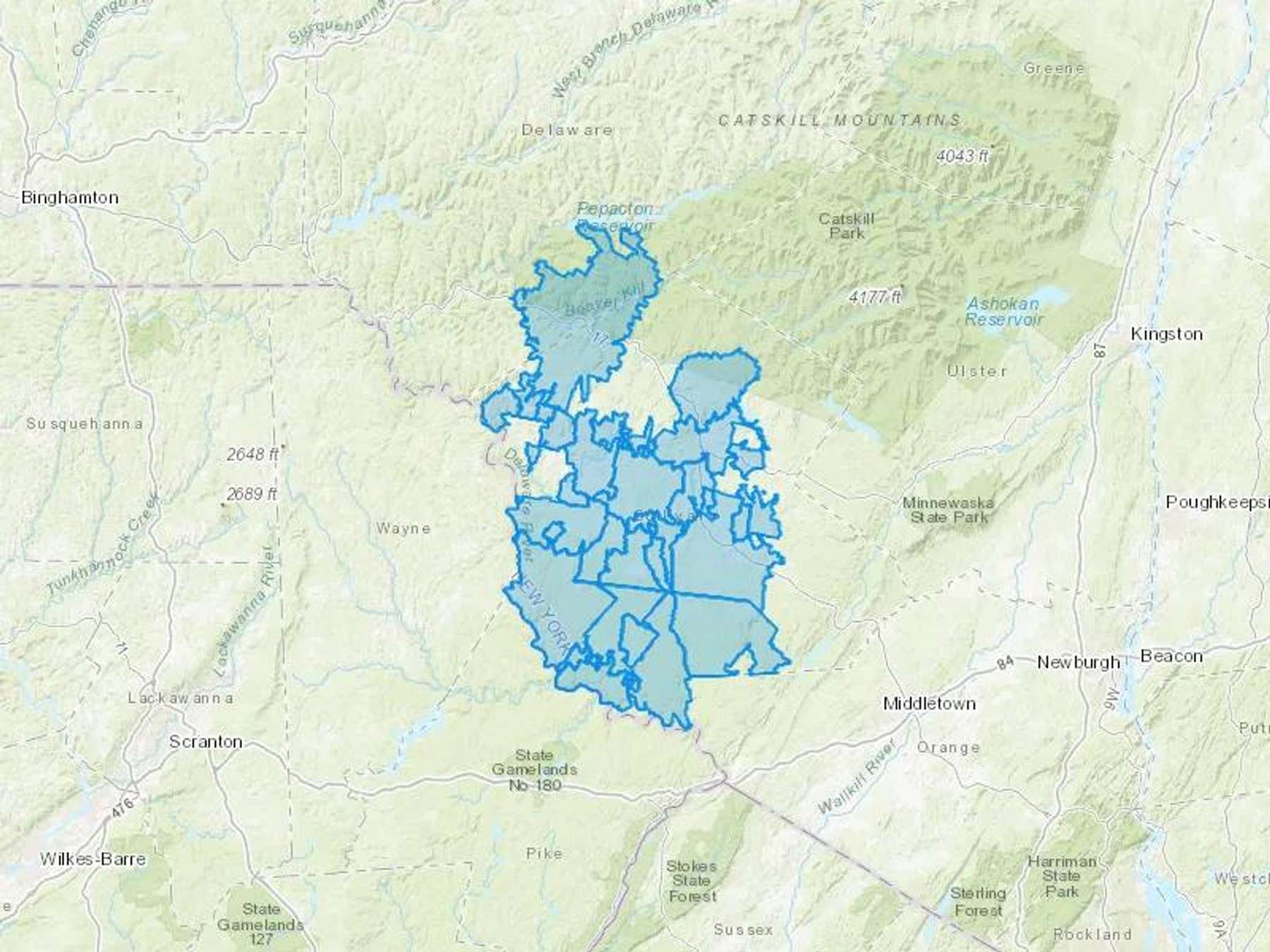 Cochecton Oil Inc Cash Heating Oil Delivery Map Map With The Cochecton Oil Inc Heating Oil Delivery Area Shaded In Blue