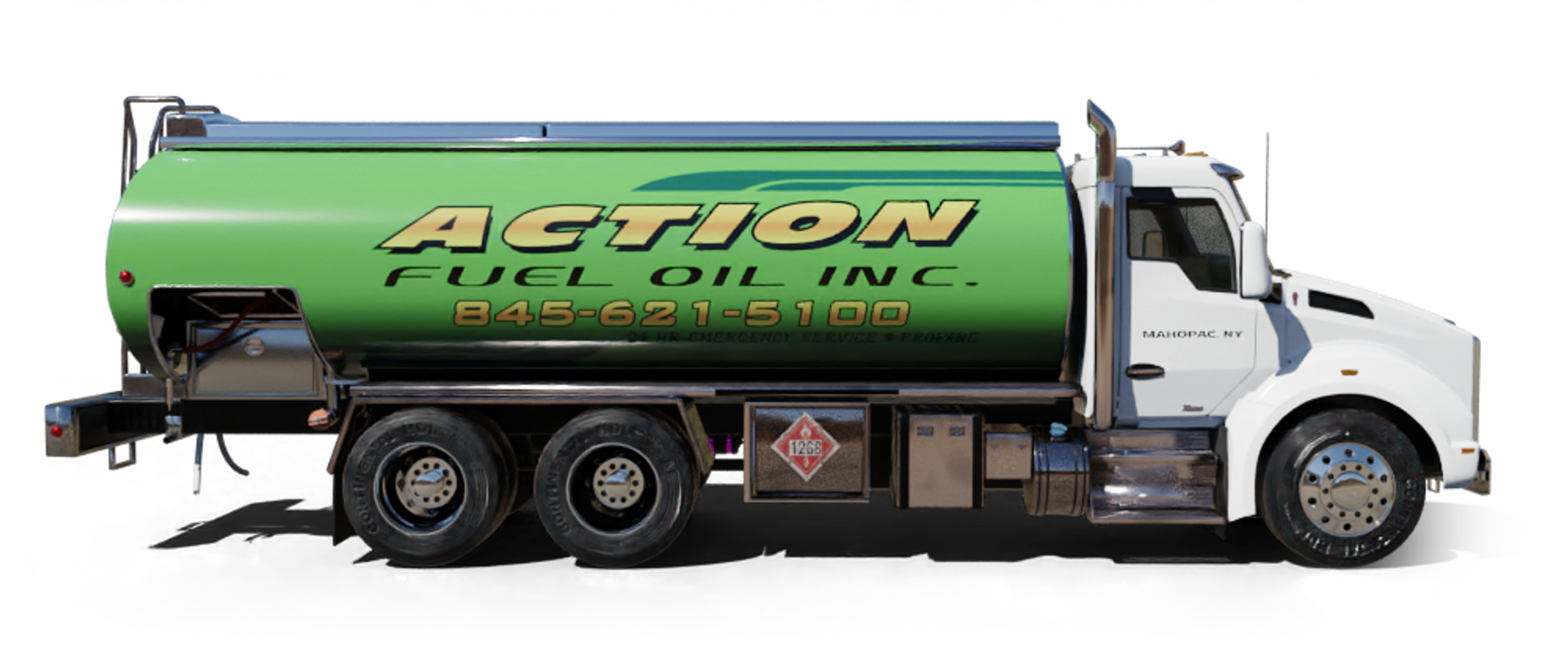 Aladdin Petroleum Heating Oil Truck Aladdin Petroleum residential home heating oil truck in front of an oceanfront shingle style mansion in Bay Shore, Long Island, New York delivering fuel oil.