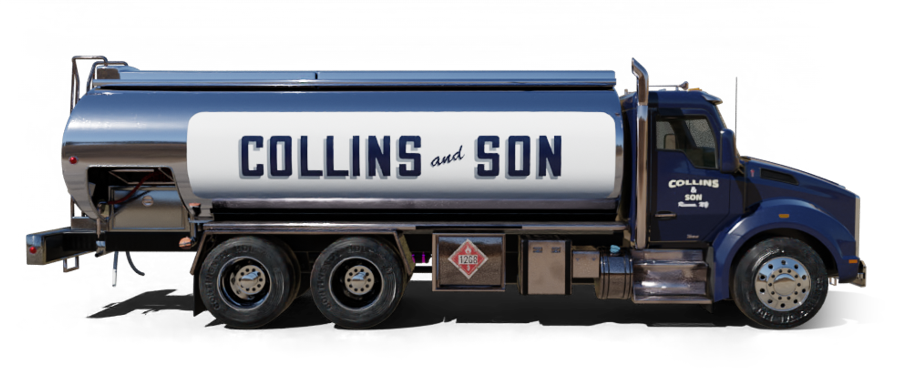 C. J. Fuel Oil Heating Oil Truck C. J. Fuel Oil residential home heating oil truck parked next to the Corona Extra fuel storage tank in Wyandanch, Long Island, New York delivering fuel oil.