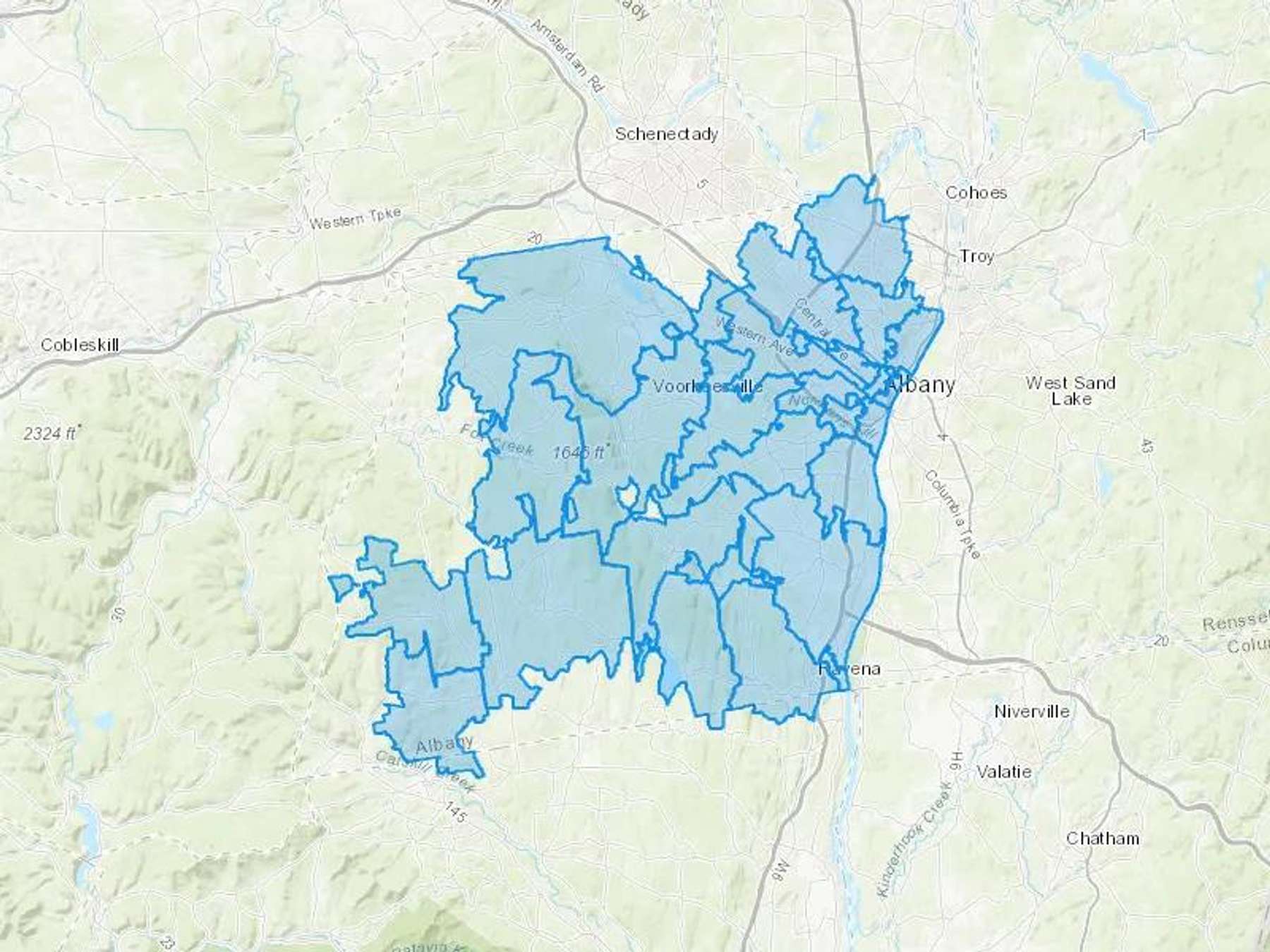 Collins & Son Inc Cash Heating Oil Delivery Map Map With The Collins & Son Inc Heating Oil Delivery Area Shaded In Blue