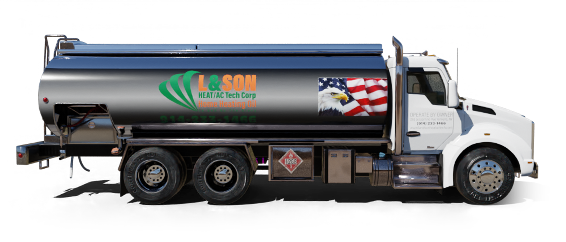 Madt Trucking Heating Oil Truck Madt Trucking residential home heating oil truck at Memorial Plaza on a sunny day in Valley Stream, Long Island, New York delivering fuel oil.