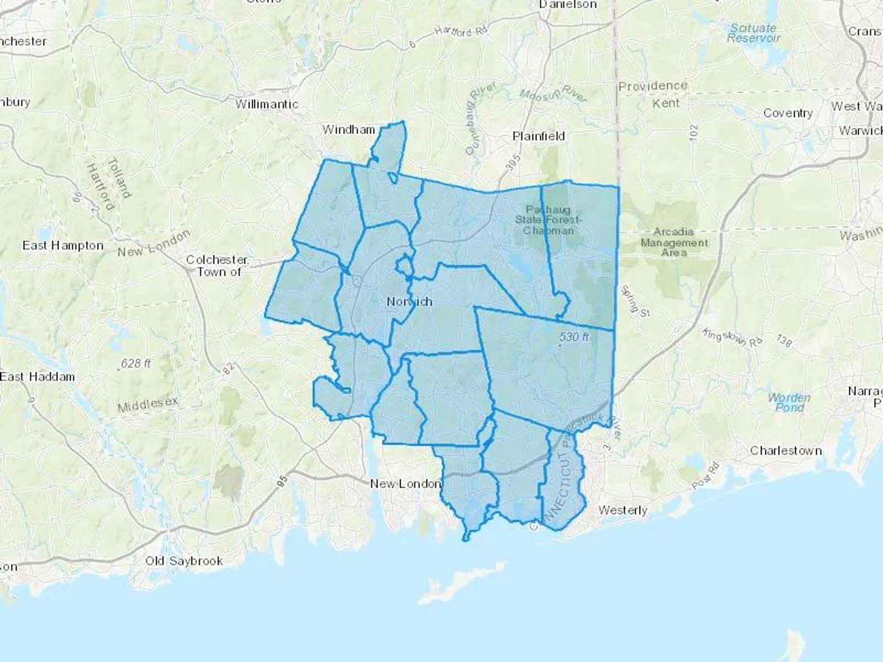 Town & Country Discount Oil & Fuel LLC Cash Heating Oil Delivery Map Map With The Town & Country Discount Oil & Fuel LLC Heating Oil Delivery Area Shaded In Blue