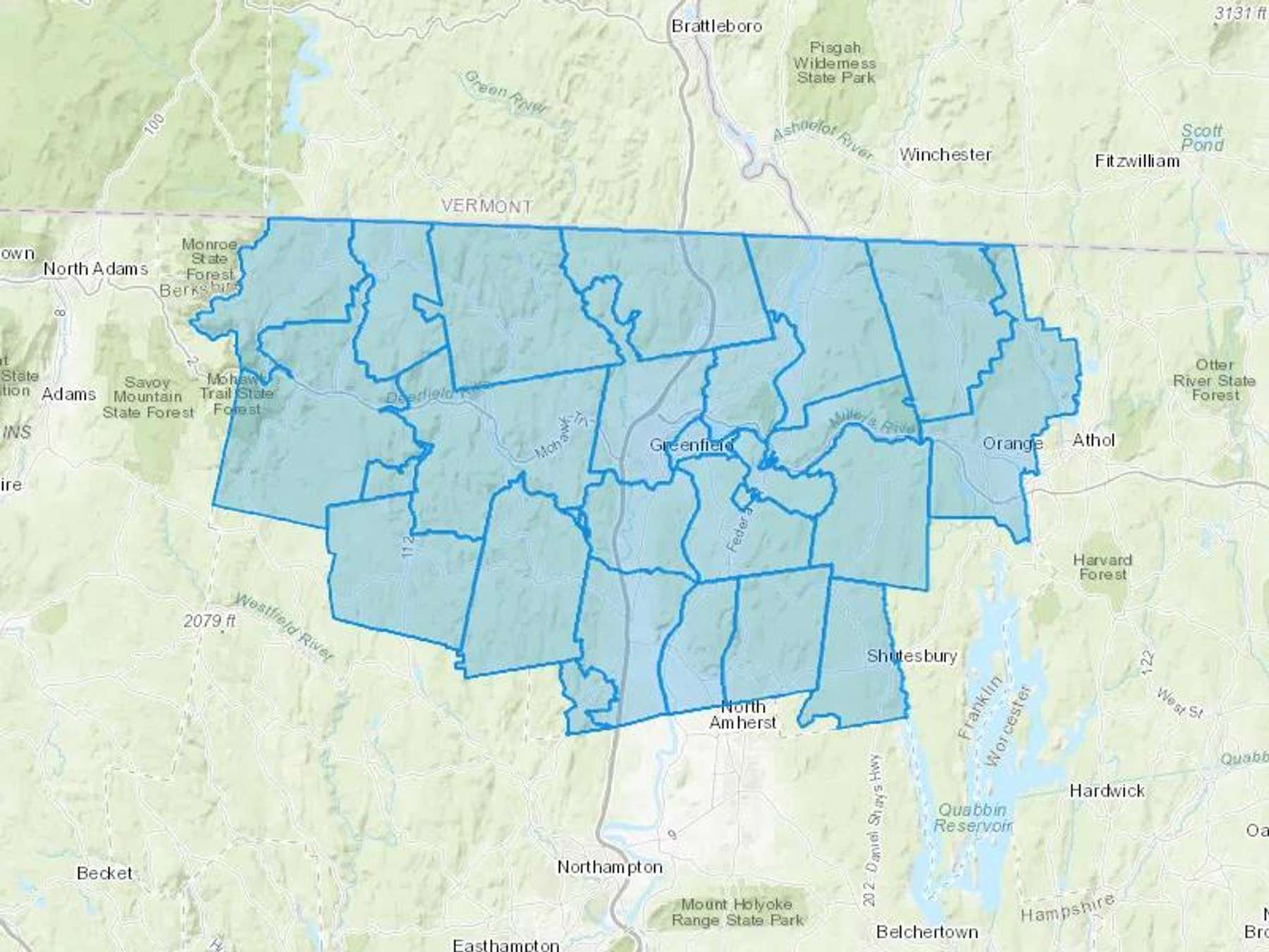 Sandri LLC Cash Heating Oil Delivery Map Map With The Sandri LLC Heating Oil Delivery Area Shaded In Blue