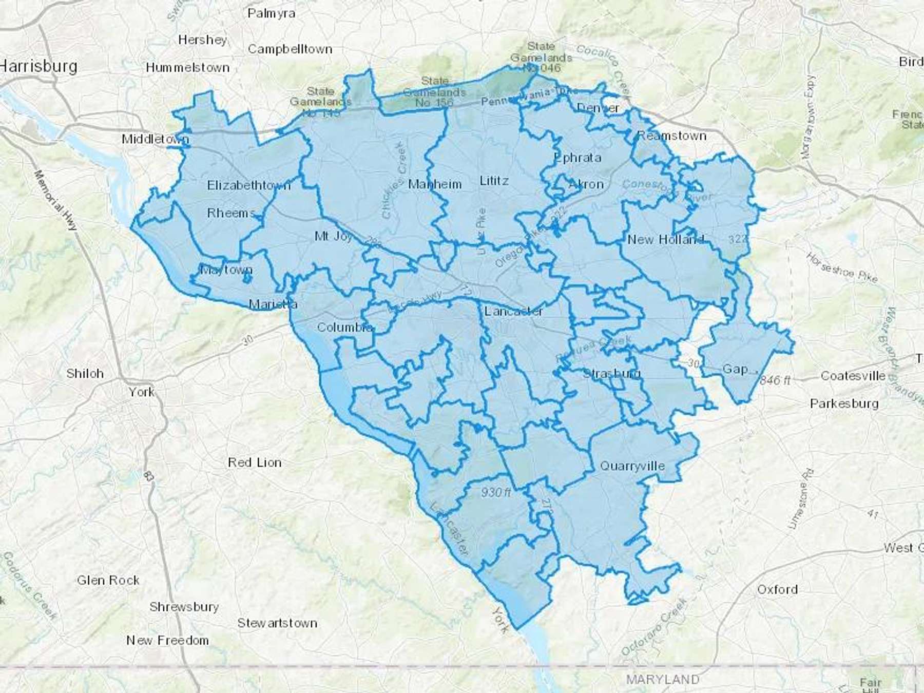 Jerome H Rhoads Inc Cash Heating Oil Delivery Map Map With The Jerome H Rhoads Inc Heating Oil Delivery Area Shaded In Blue