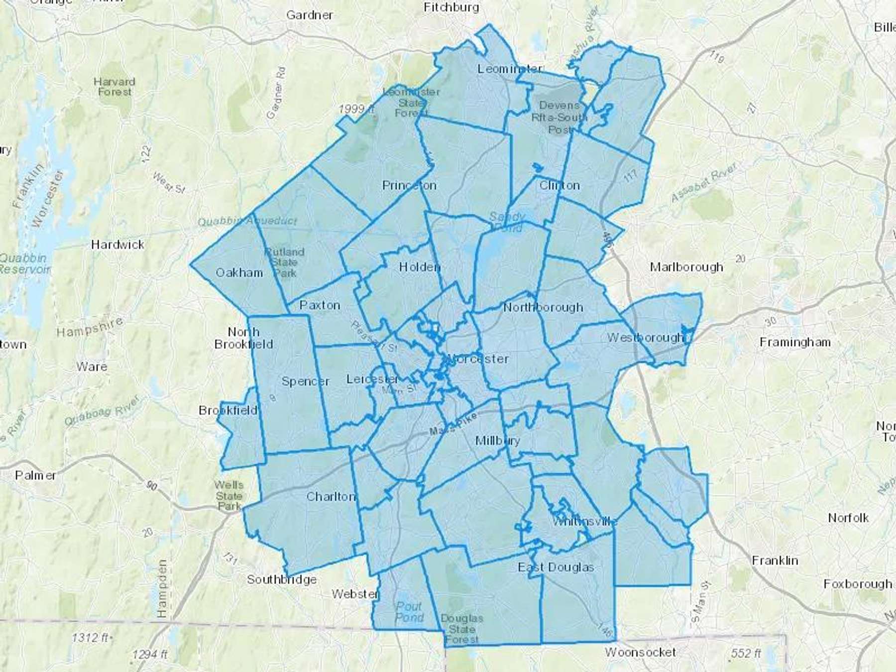 Al's Oil Service Cash Heating Oil Delivery Map Map With The Al's Oil Service Heating Oil Delivery Area Shaded In Blue