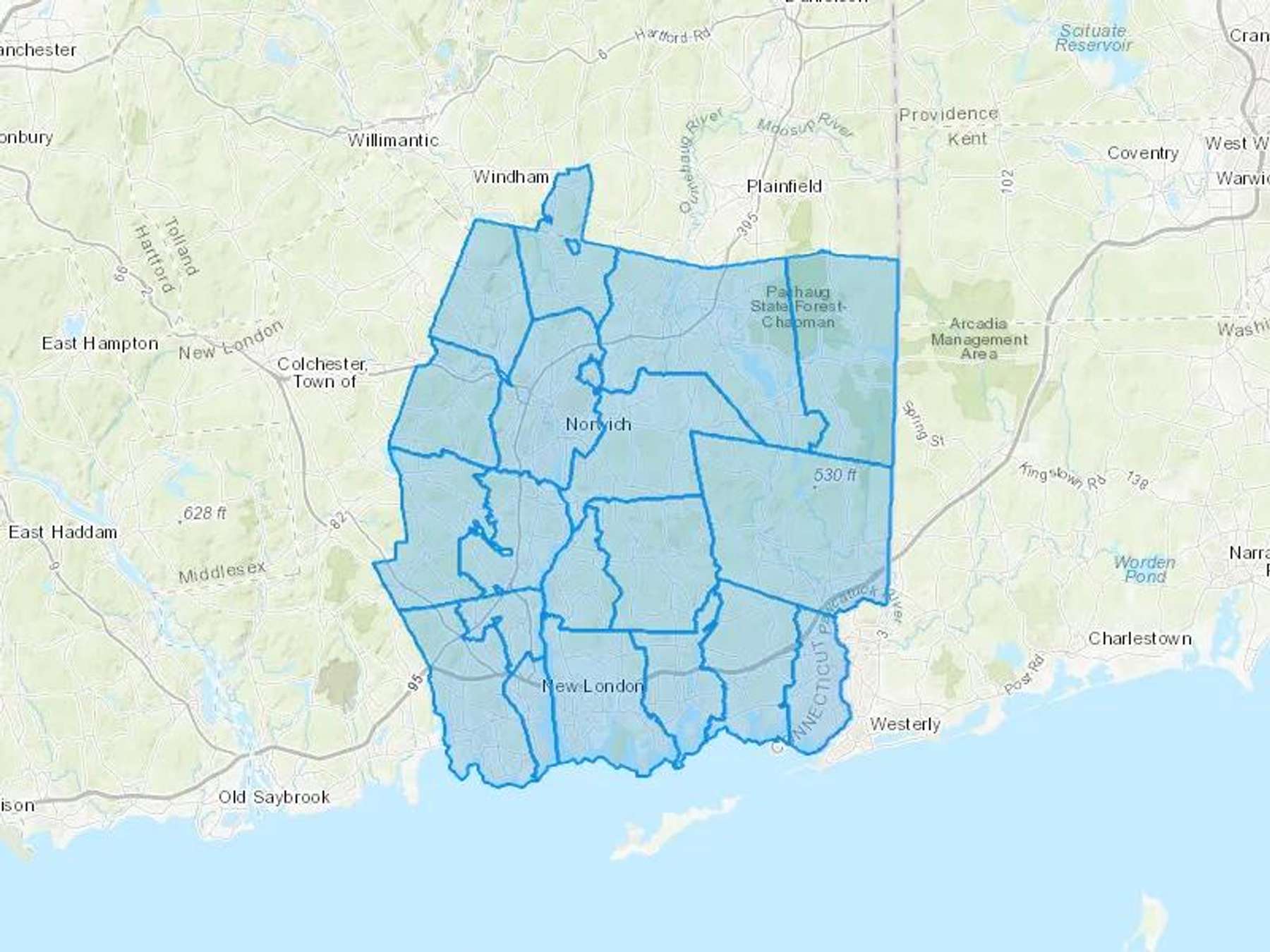 Midknight Oil Cash Heating Oil Delivery Map Map With The Midknight Oil Heating Oil Delivery Area Shaded In Blue