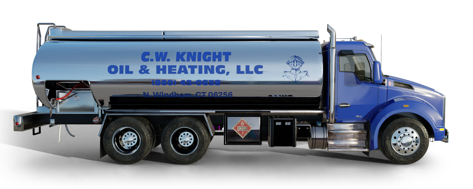 North Shore Fuel Oil Heating Oil Truck  North Shore Fuel Oil residential home heating oil truck parked in a driveway in Saint James, Long Island, New York delivering fuel oil.