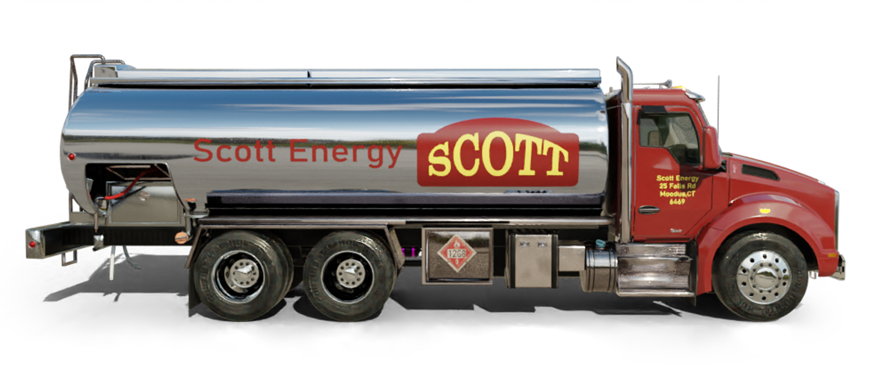 Unique Fuel Oil Heating Oil Truck Unique Fuel Oil residential home heating oil truck at the entrance portico in Brentwood, Long Island, New York delivering fuel oil.