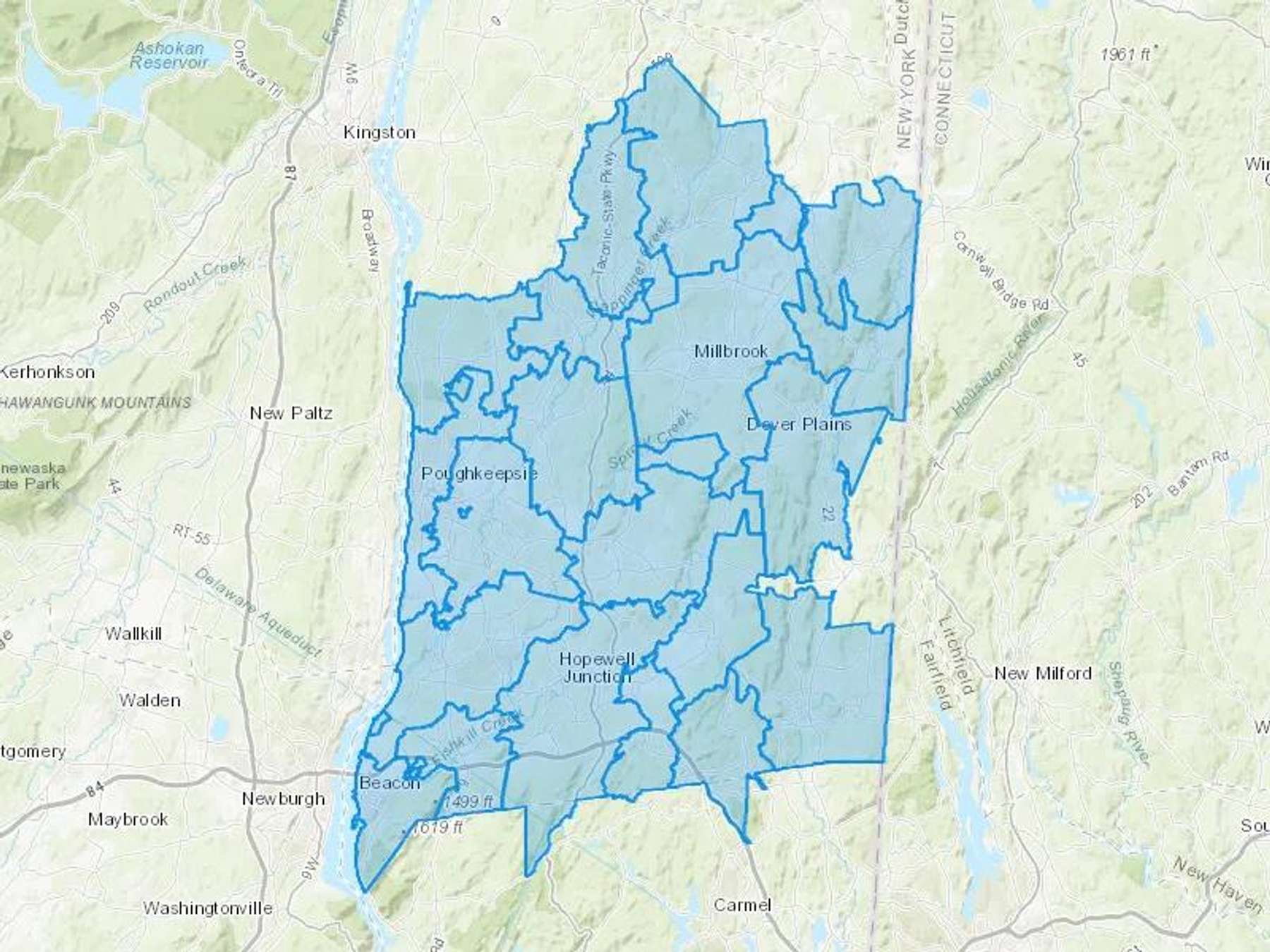 Outlaw Oil LLC Cash Heating Oil Delivery Map Map With The Outlaw Oil LLC Heating Oil Delivery Area Shaded In Blue