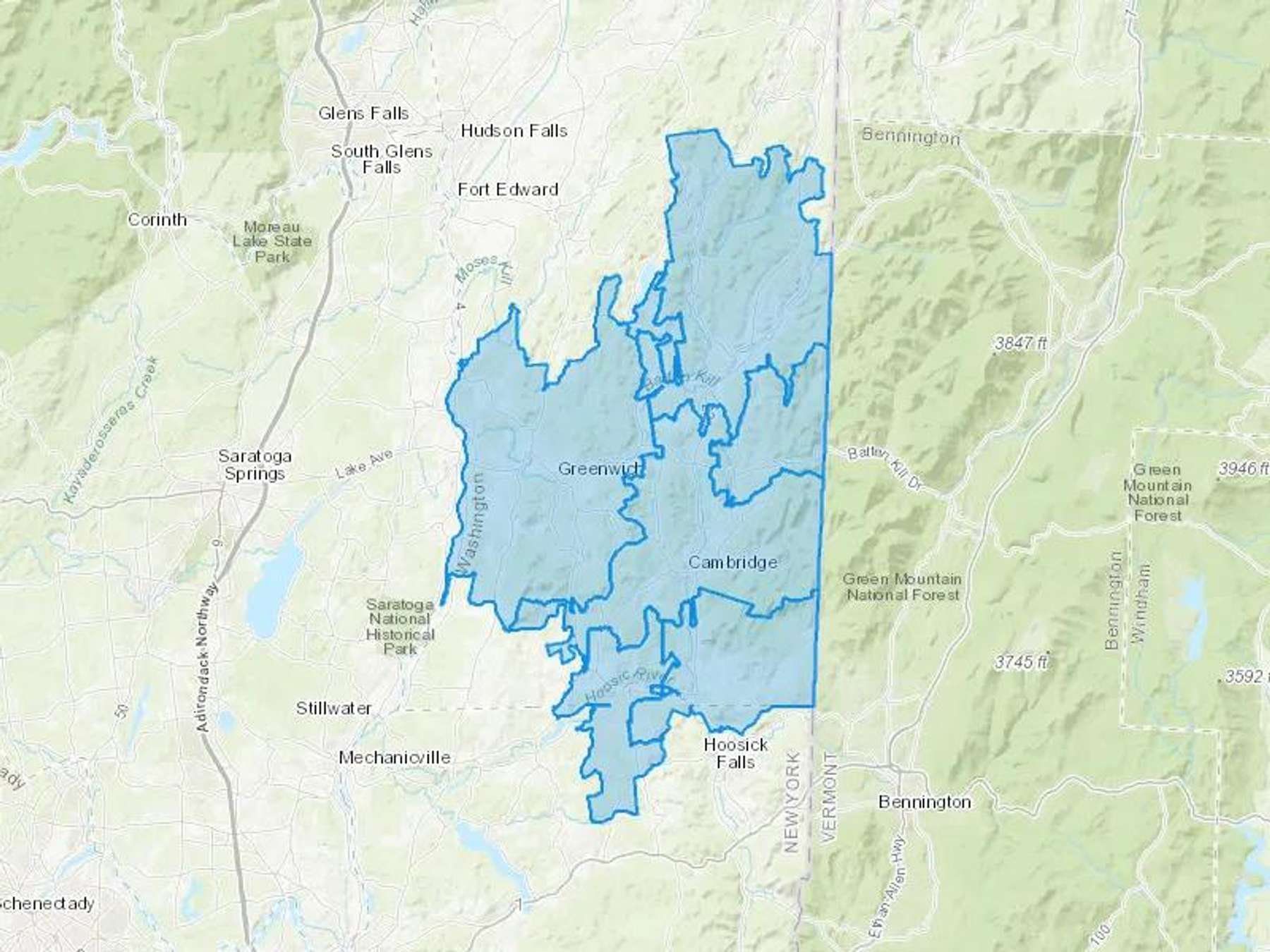Sweet's Fuel Service Inc Cash Heating Oil Delivery Map Map With The Sweet's Fuel Service Inc Heating Oil Delivery Area Shaded In Blue