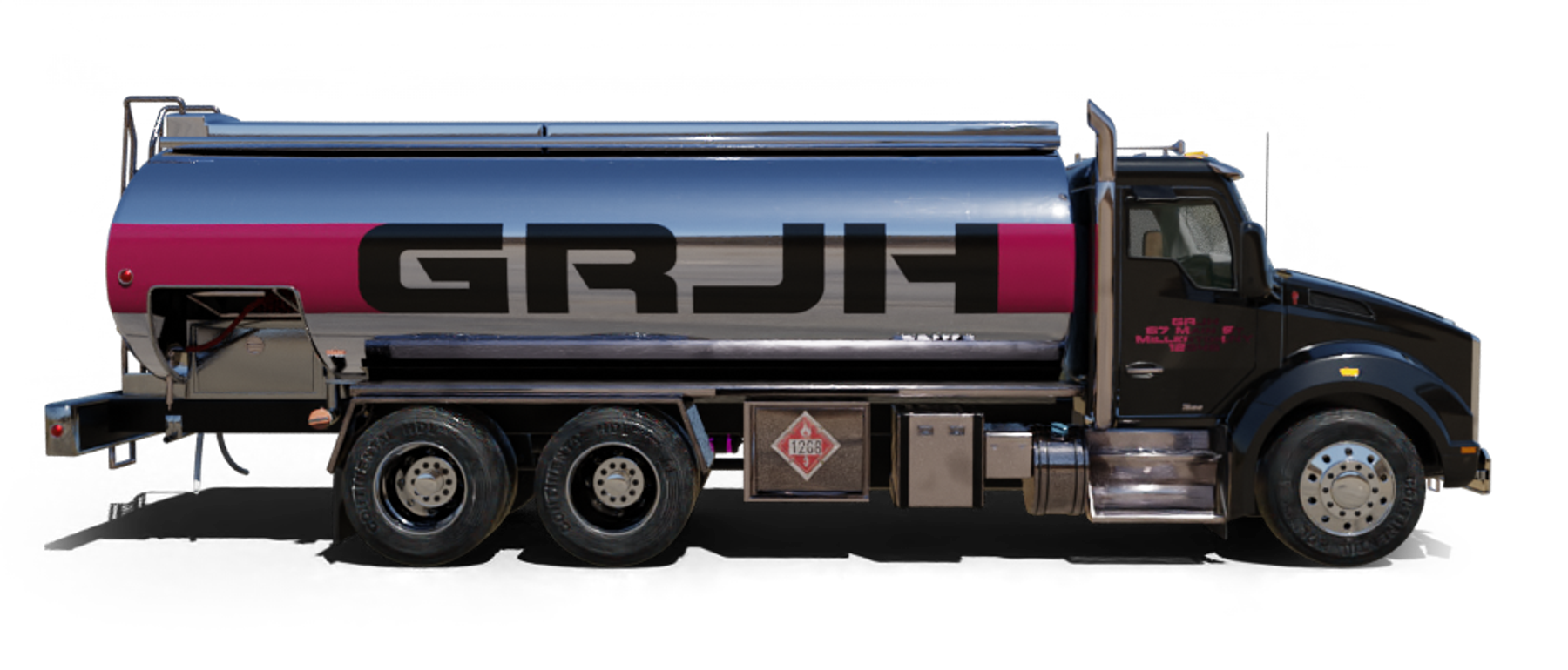 Grissom Fuel Heating Oil Truck Grissom Fuel residential home heating oil truck next to a clock tower in Wyandanch, Long Island, New York delivering fuel oil.