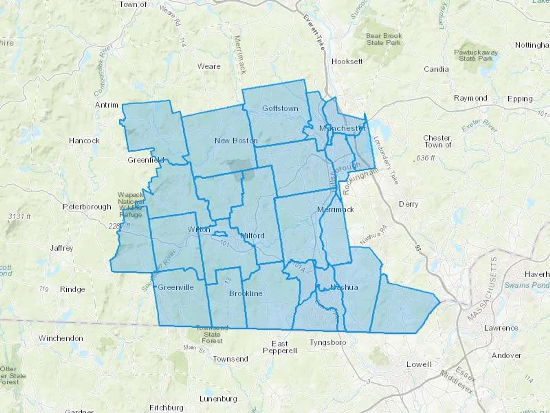 Rochette's Oil Service Inc Cash Heating Oil Delivery Map Map With The Rochette's Oil Service Inc Heating Oil Delivery Area Shaded In Blue