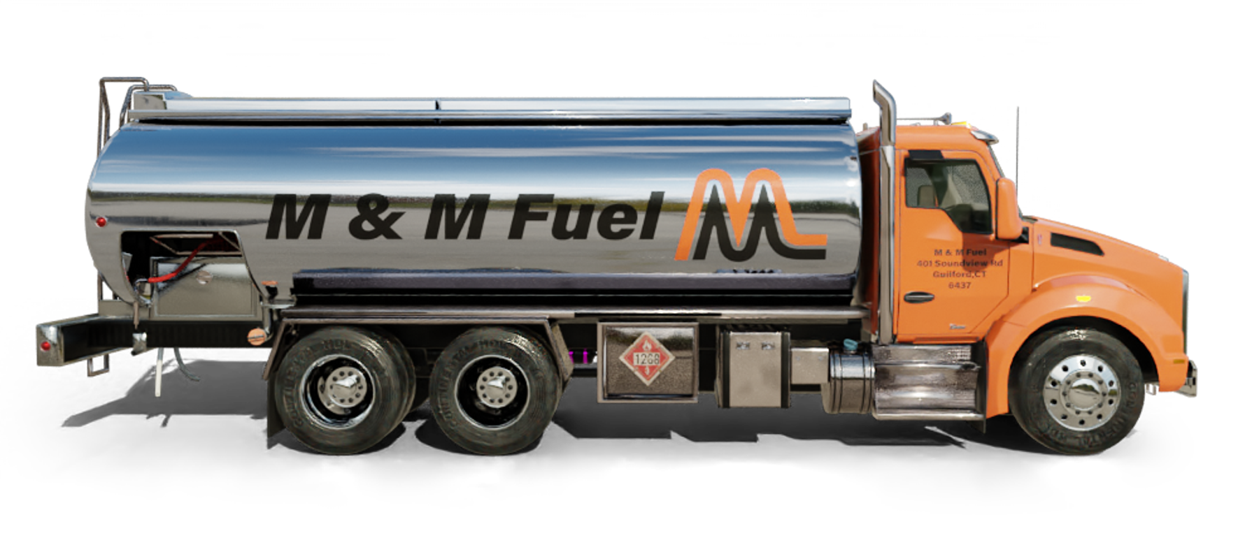 Romeo's Fuel Heating Oil Truck Romeo's Fuel residential home heating oil truck at sunset in Holbrook, Long Island, New York delivering fuel oil.