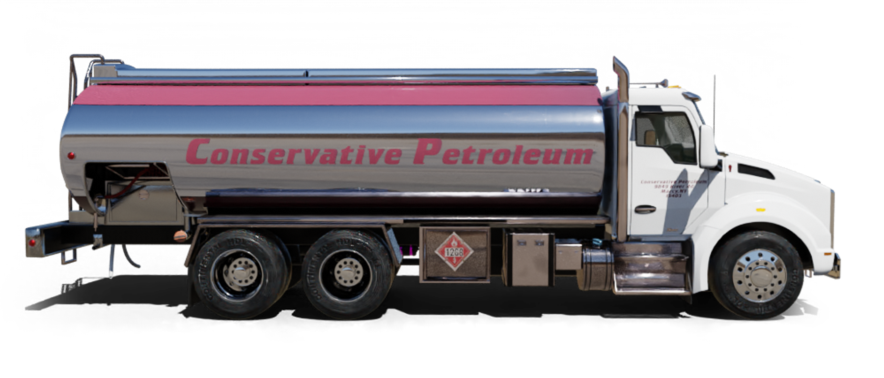 C. J. Fuel Oil Heating Oil Truck C. J. Fuel Oil residential home heating oil truck parked next to the Corona Extra fuel storage tank in Wyandanch, Long Island, New York delivering fuel oil.