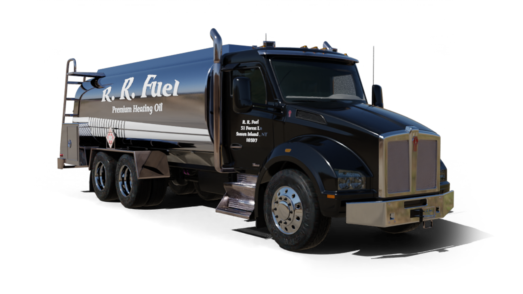 Scalzo Utilities Heating Oil Truck Scalzo Utilities residential home heating oil truck parked in front of Dix Hills Company Two on Suffolk County Route 66 in Huntington Station, Long Island, New York delivering fuel oil.