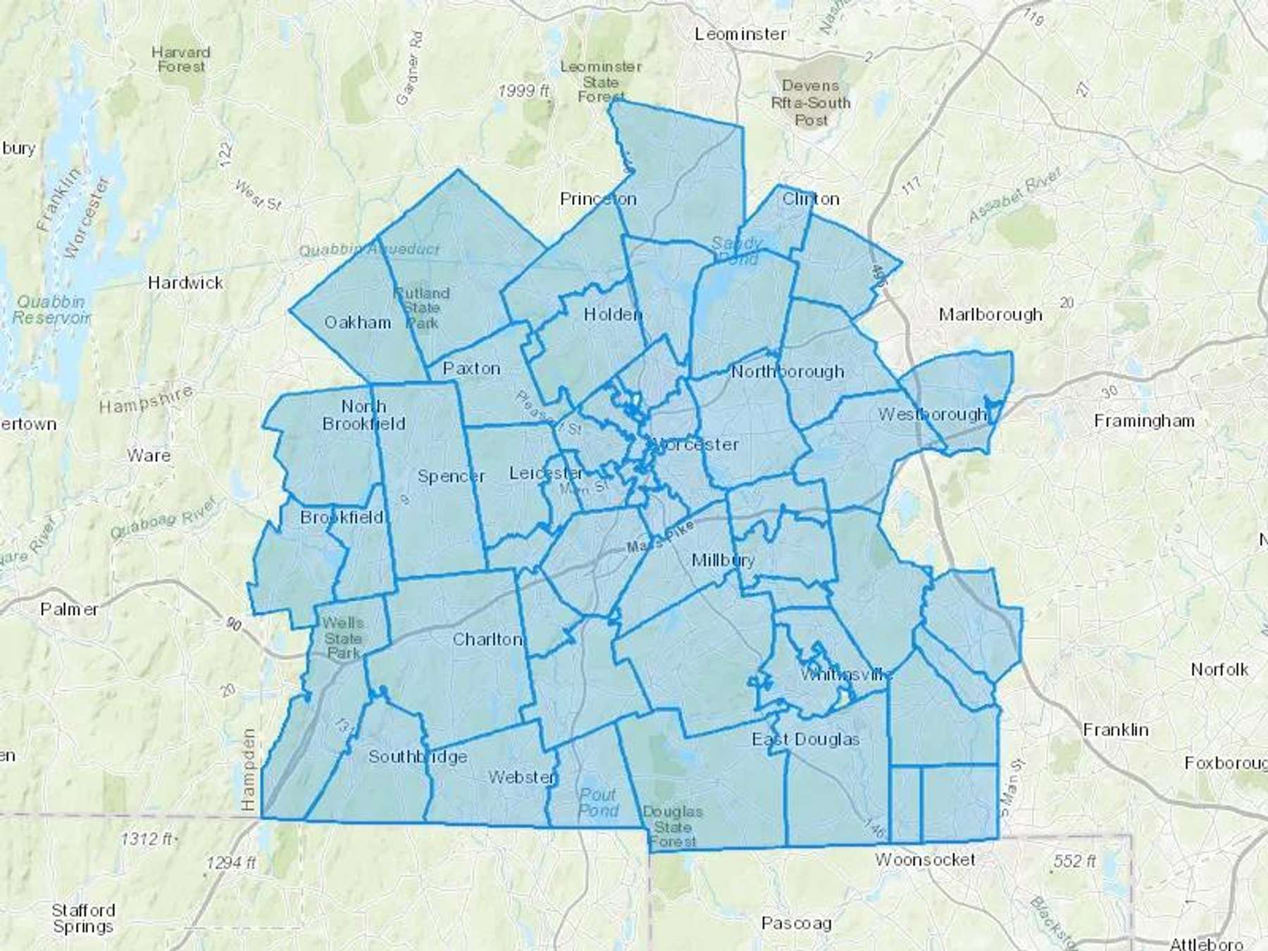 RiteWay Heating Cooling & Plumbing Inc Cash Heating Oil Delivery Map Map With The RiteWay Heating Cooling & Plumbing Inc Heating Oil Delivery Area Shaded In Blue