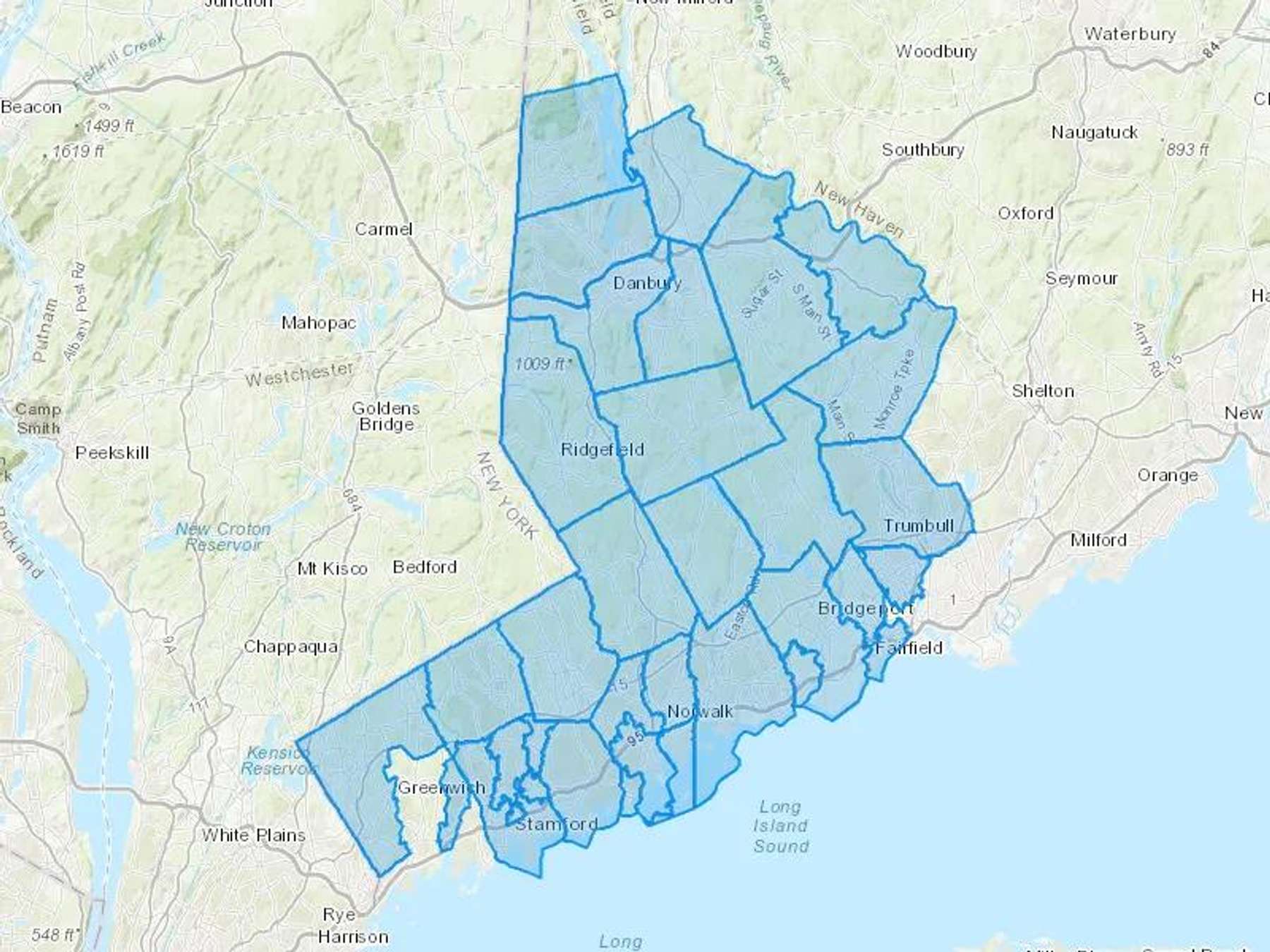 Montanari Fuel Service Inc Cash Heating Oil Delivery Map Map With The Montanari Fuel Service Inc Heating Oil Delivery Area Shaded In Blue