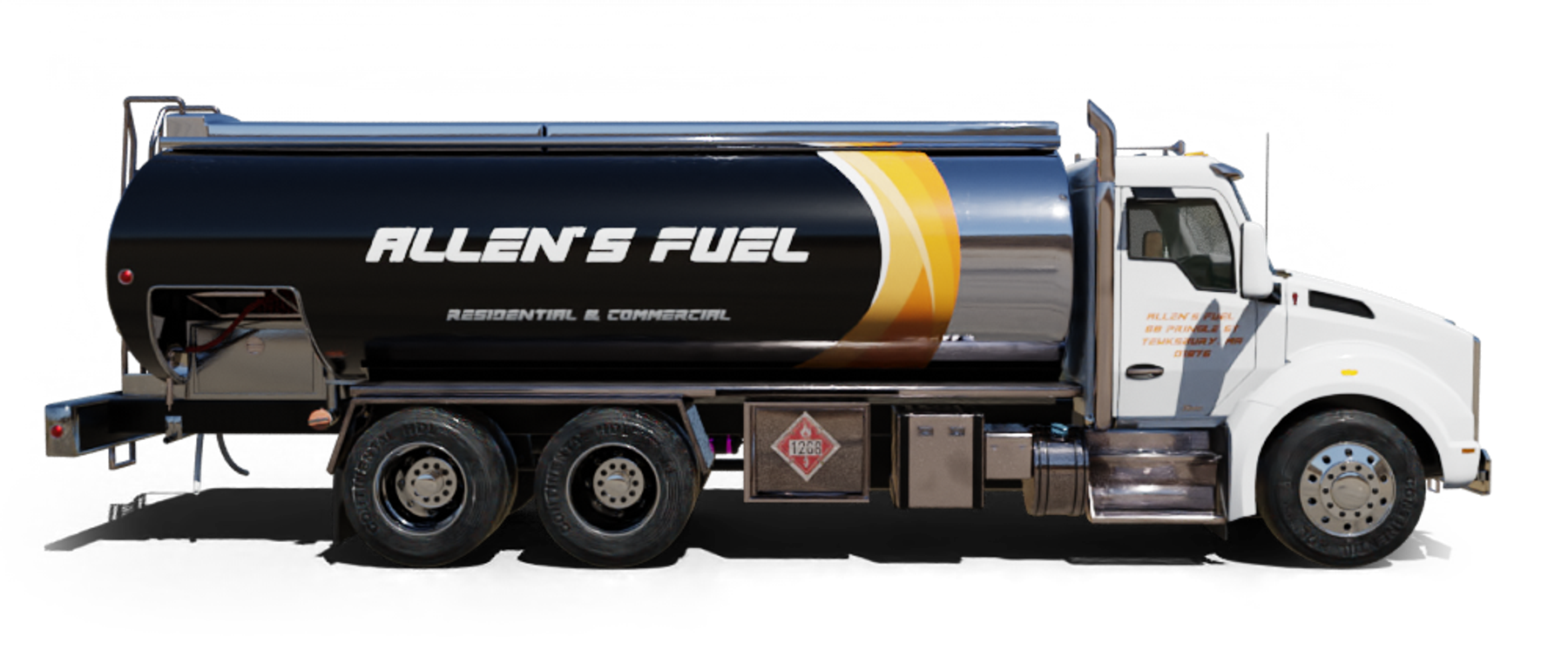 Allyn NY Heating Oil Truck Allyn NY residential home heating oil truck parked in a driveway in Bethpage, Long Island, New York delivering fuel oil.