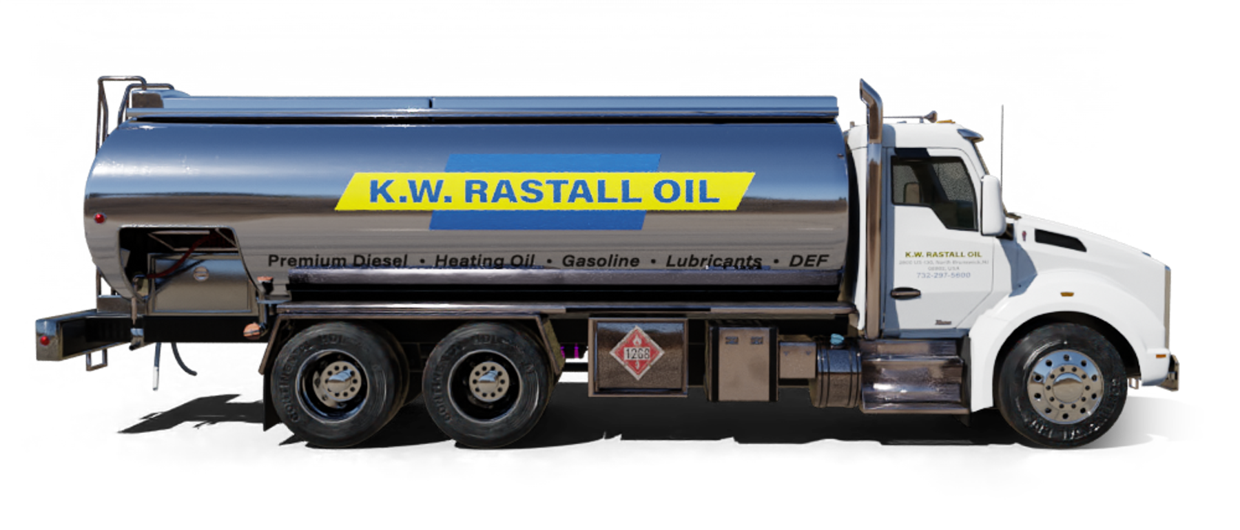 Jarzombek Energy Heating Oil Truck Jarzombek Energy residential home heating oil truck in front of a large 5 bedroom stucco home in Calverton, Long Island, New York delivering fuel oil.