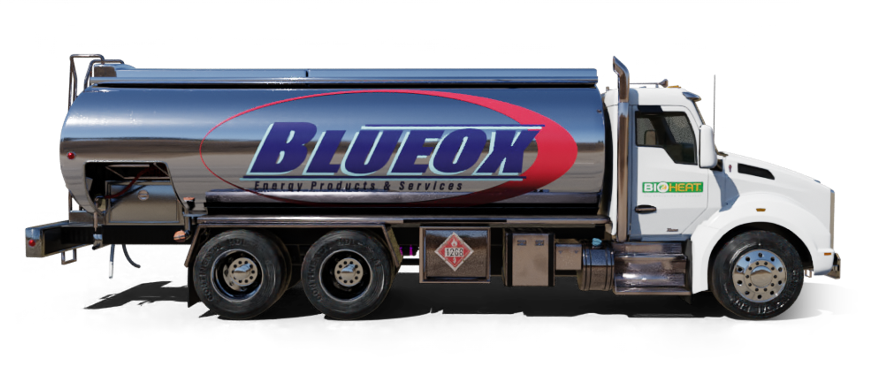 Burt's Reliable Heating Oil Truck Burt's Reliable residential home heating oil truck with a gray shingle and stone house flying an American flag in Wyandanch, Long Island, New York delivering fuel oil.