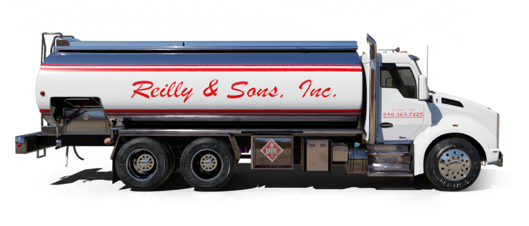 Demarest Holding Heating Oil Truck Demarest Holding residential home heating oil truck on the street parked in front of two homes in Baldwin, Long Island, New York delivering fuel oil.