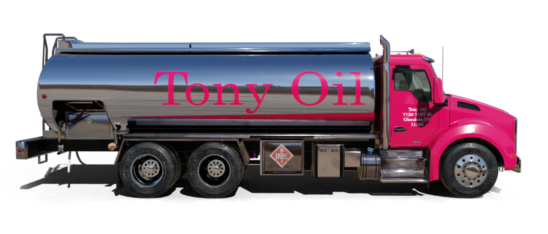 Unique Fuel Oil Heating Oil Truck Unique Fuel Oil residential home heating oil truck at the entrance portico in Brentwood, Long Island, New York delivering fuel oil.