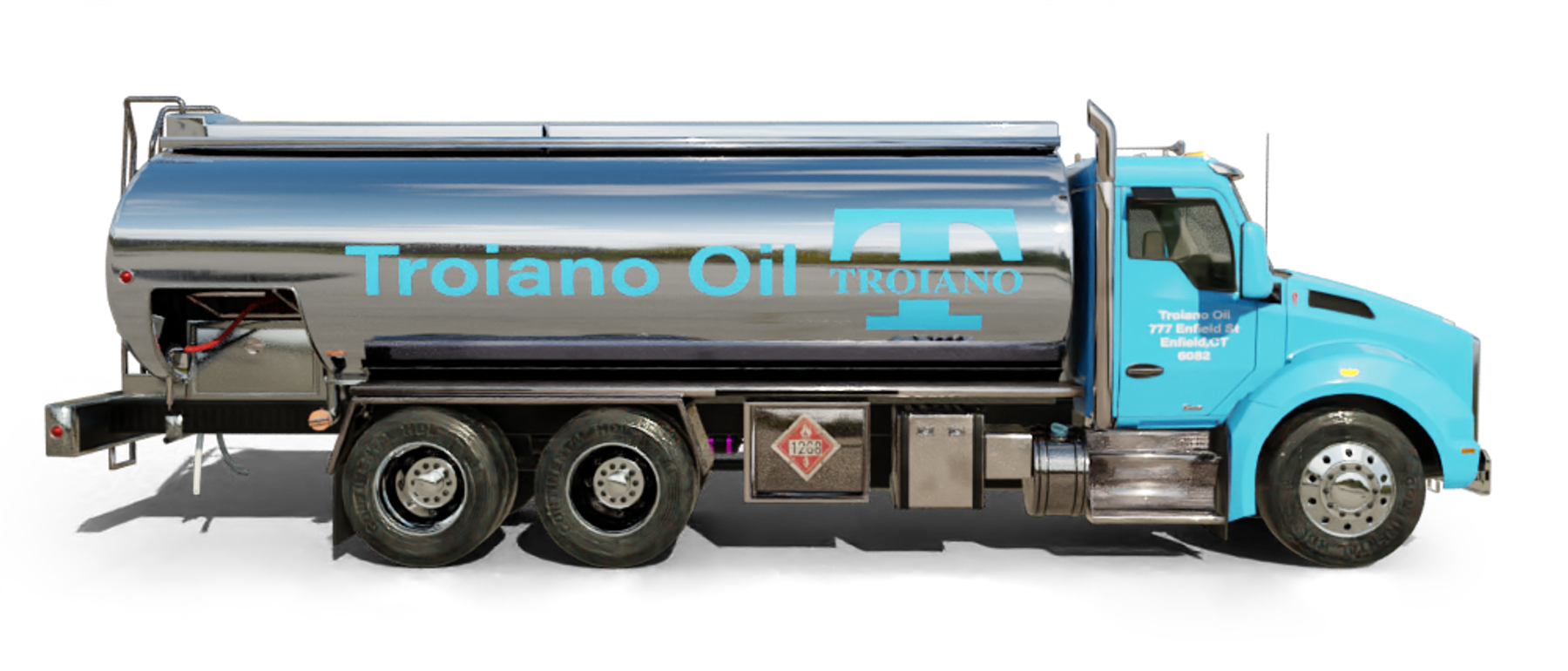 Low Cost Heating Service Heating Oil Truck Low Cost Heating Service residential home heating oil truck at sunset in Bellmore, Long Island, New York delivering fuel oil.