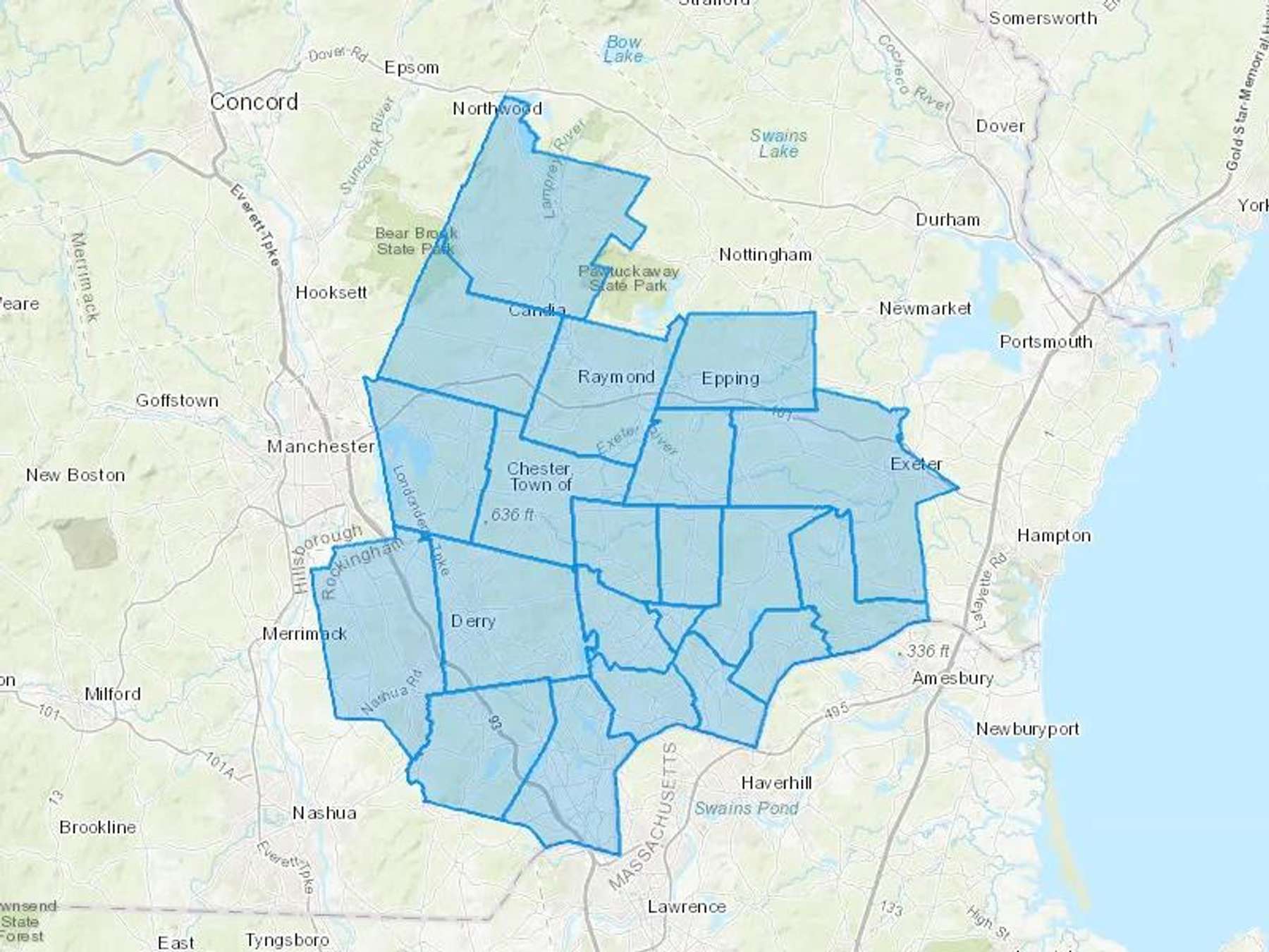 Rockingham Oil LLC Cash Heating Oil Delivery Map Map With The Rockingham Oil LLC Heating Oil Delivery Area Shaded In Blue